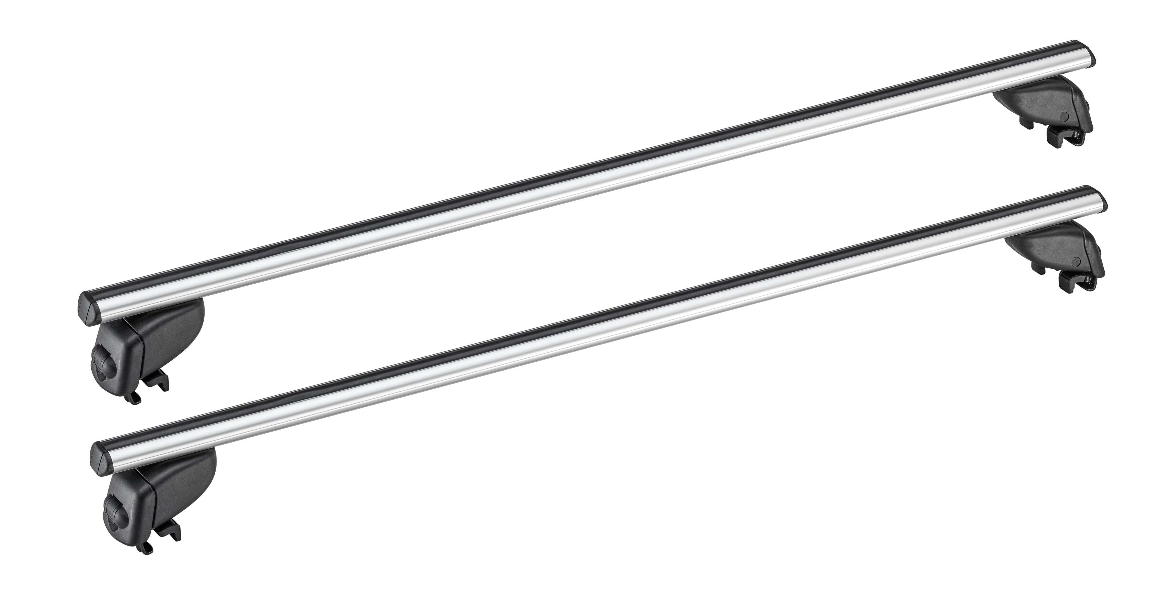 Relinggrundträger Alustyle, zwei Querbrücken - Aluminium / Kunststoff, silberfarben / schwarz