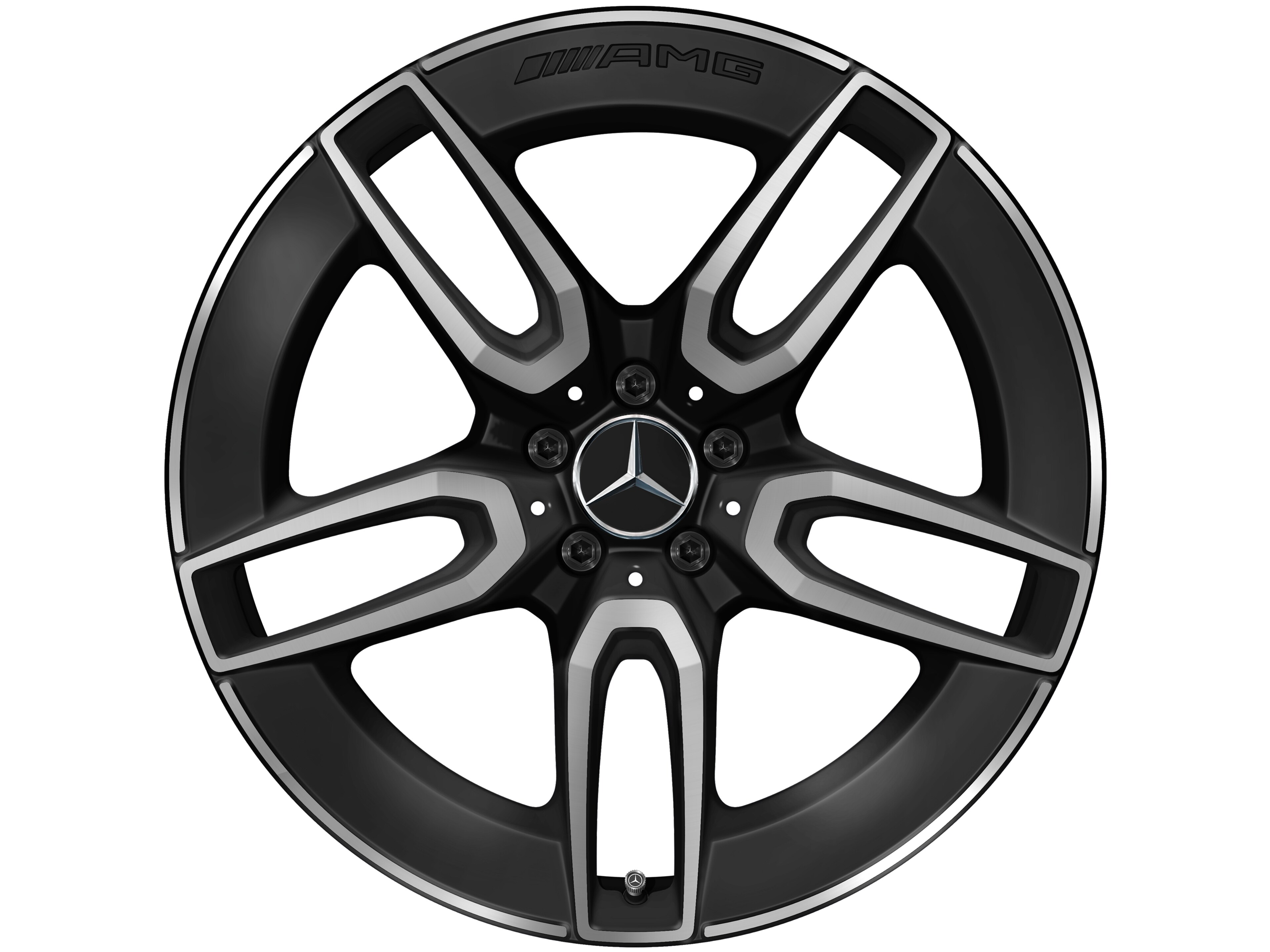 Jante alliage AMG, Design à 5 doubles branches, 53,3 cm (21 pouces) - 11 J x 21 ET 47, noir mat, finition brillante