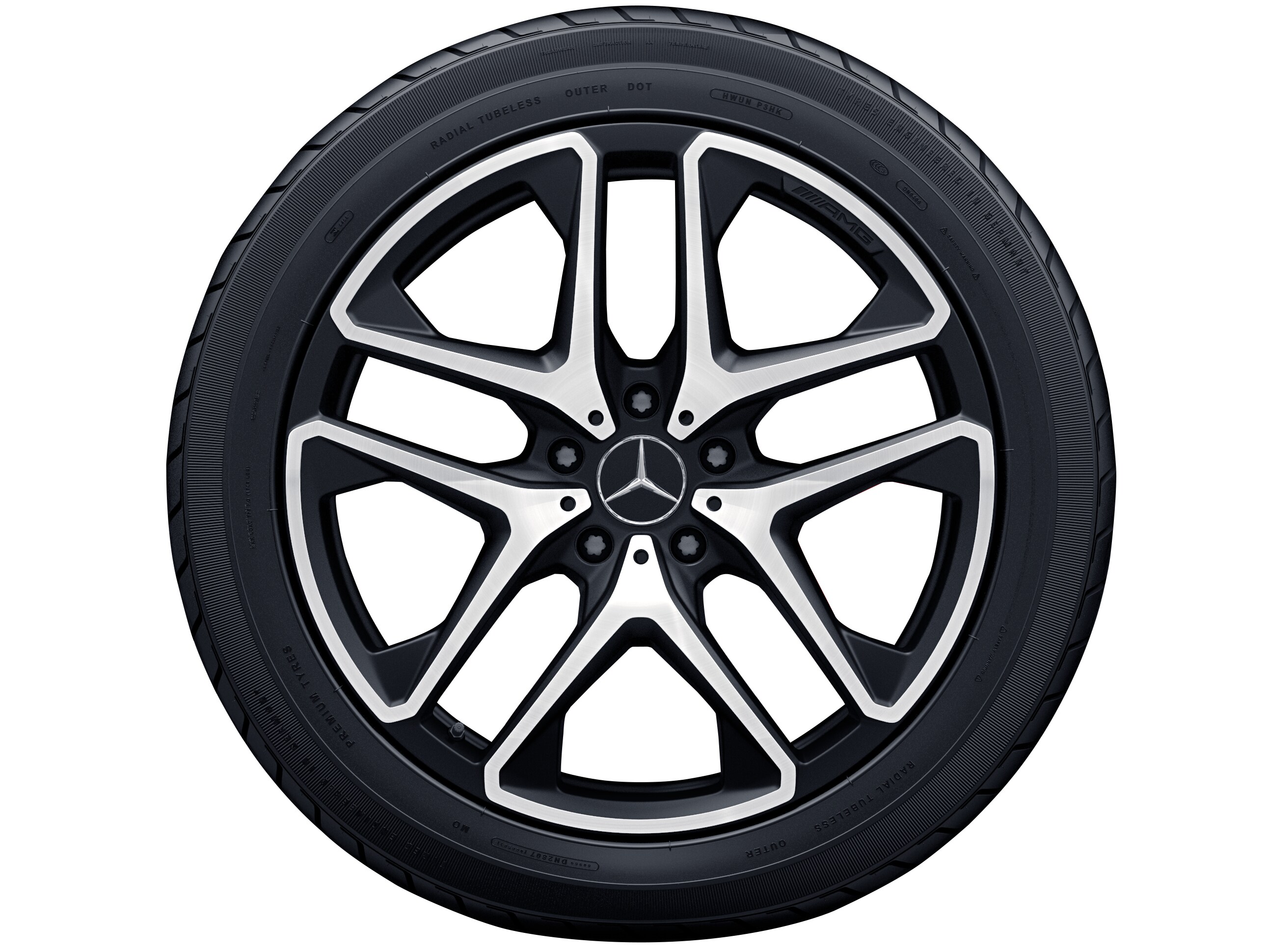 AMG 5-Doppelspeichen-Rad, 53,3 cm (21 Zoll) - 10 J x 21 ET 33, schwarz matt, glanzgedreht