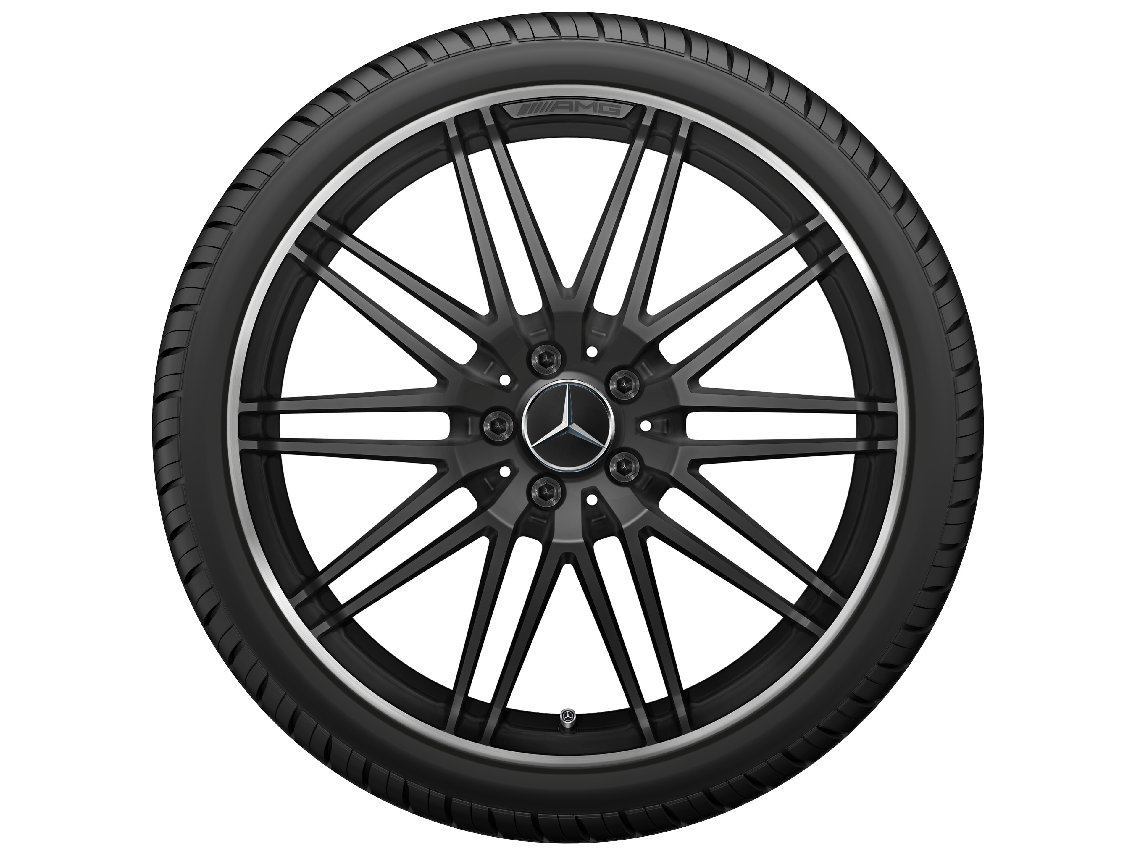 AMG Schmiederad, im 10-Speichen-Design, 50,8 cm (20 Zoll), Felgenhorn glanzgedreht - 11 J x 20 ET 68, schwarz matt, Felgenhorn glanzgedreht