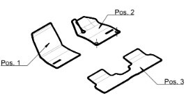 Tapis en velours AMG, Kit, 3 pièces - RL, noir, Liseré Energy Green