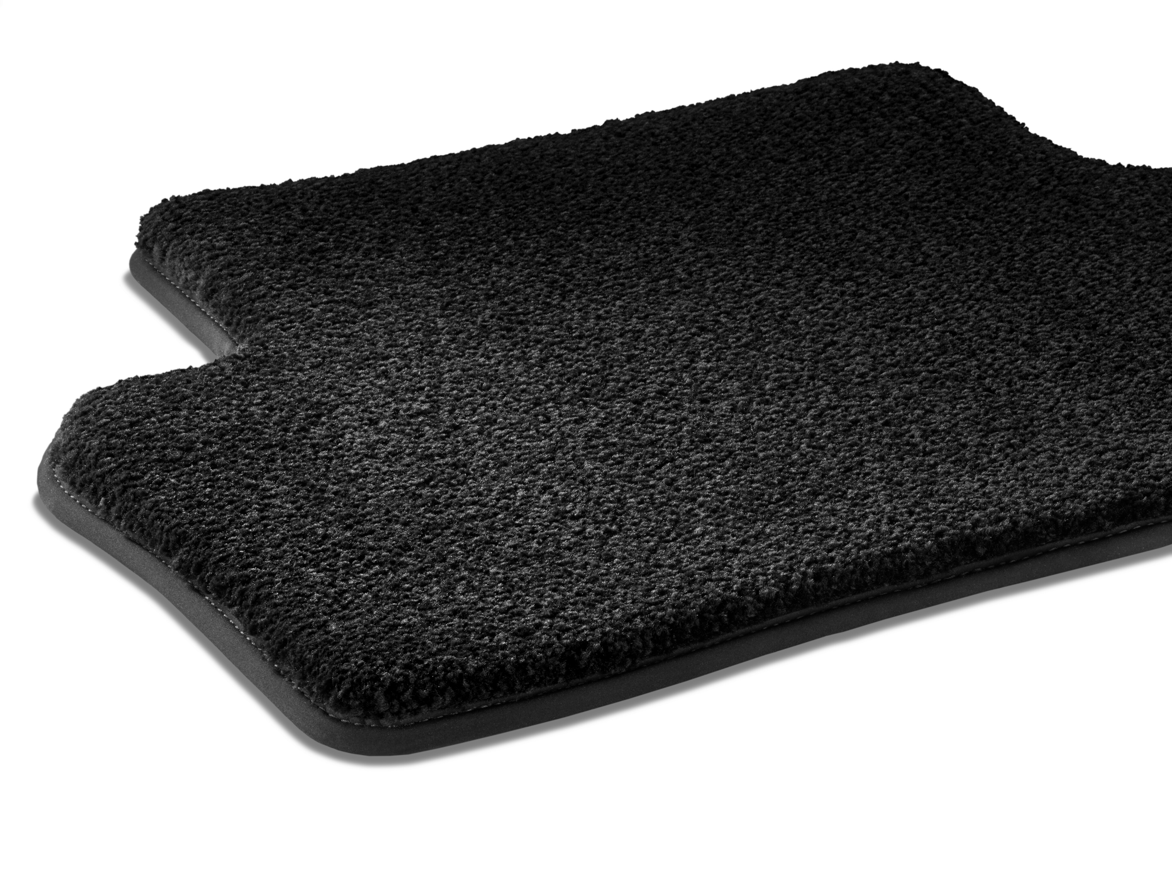 Veloursmatten EXCLUSIV, Fond mit Kardantunnelmatte, 3-teilig - LL/RL, schwarz, Einfassung schwarz
