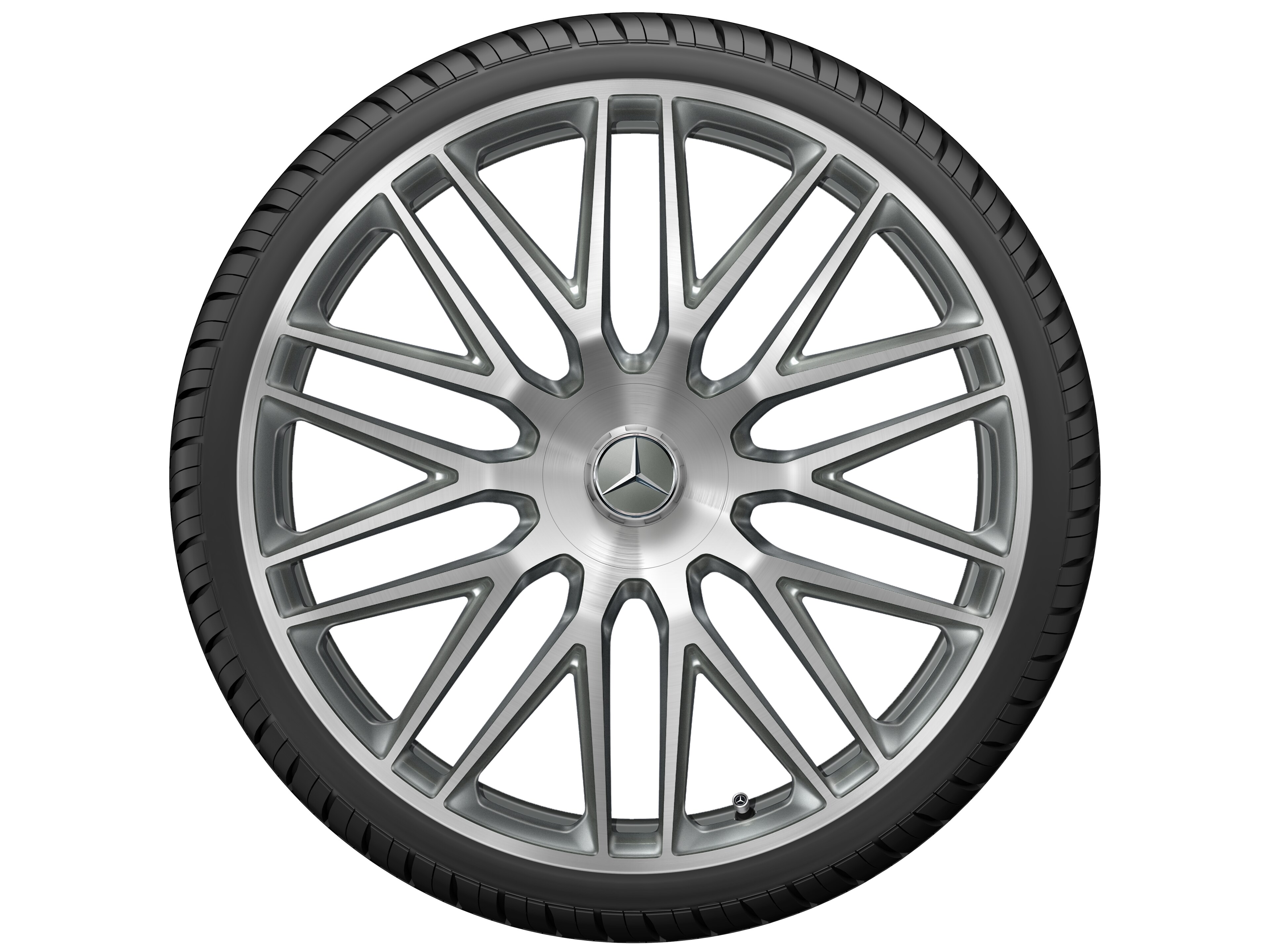 AMG Schmiederad im Vielspeichen-Design, 58,4 cm (23 Zoll) - 11,5 J x 23 ET 47, titangrau, glanzgedreht