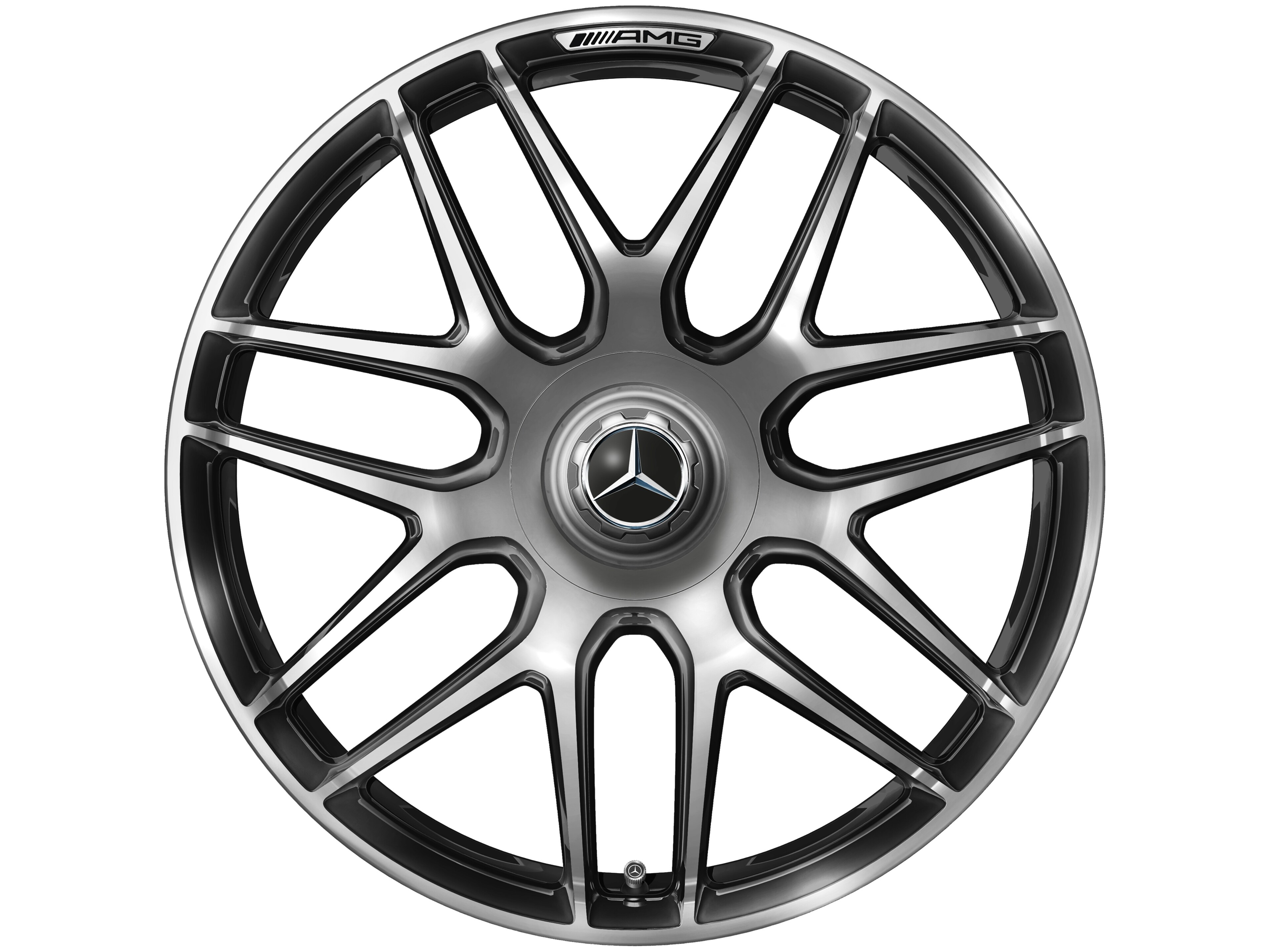 AMG Schmiederad, im Kreuzspeichen-Design, 50,8 cm (20 Zoll), Felgenhorn glanzgedreht - 9,5 J x 20 ET 25, dark platin gloss, Felgenhorn glanzgedreht