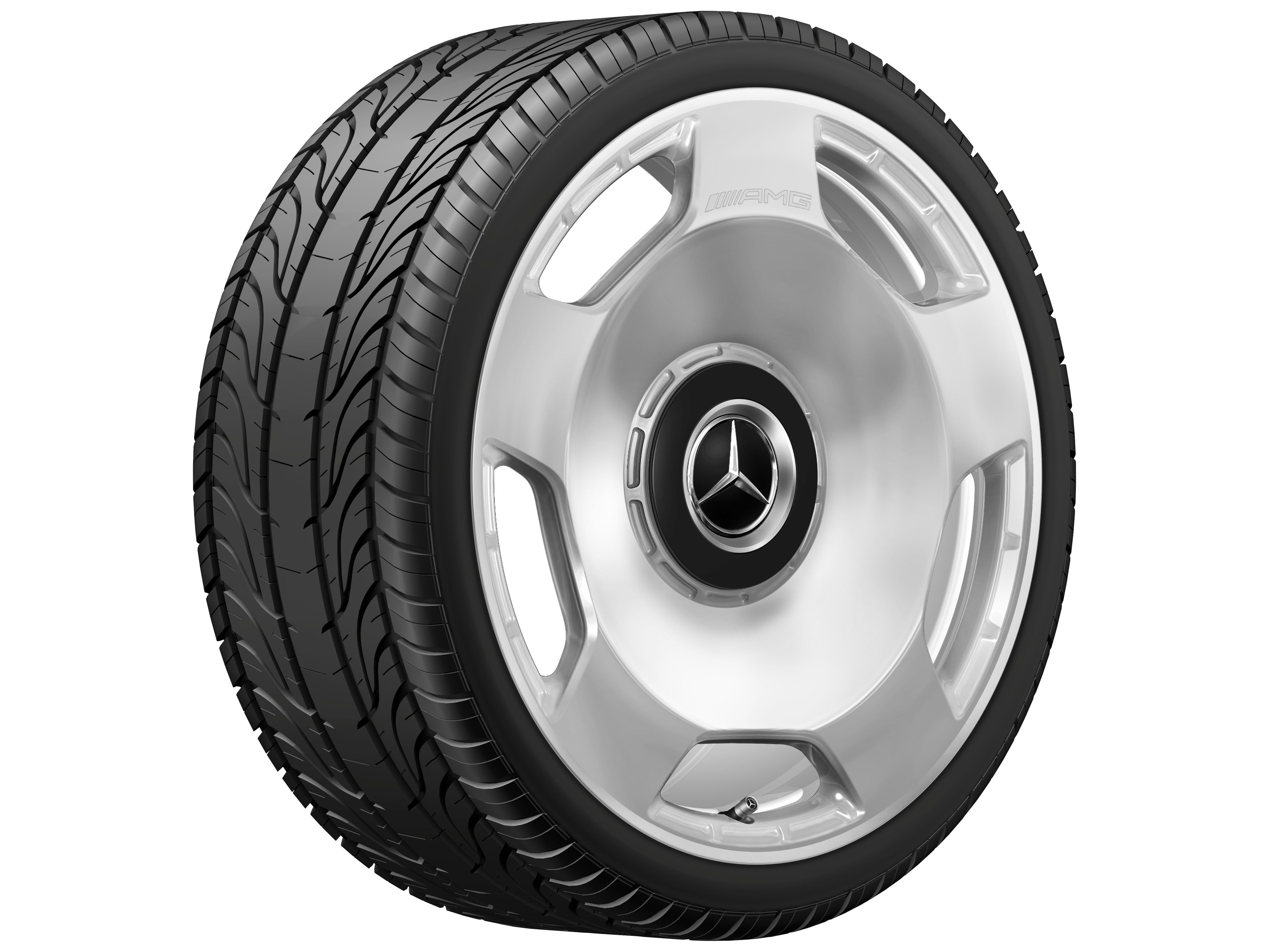 AMG Schmiederad, im 5-Loch Design, 53,3 cm (21 Zoll) - 10 J x 21 ET 30, silberfarben, hochglanzpoliert
