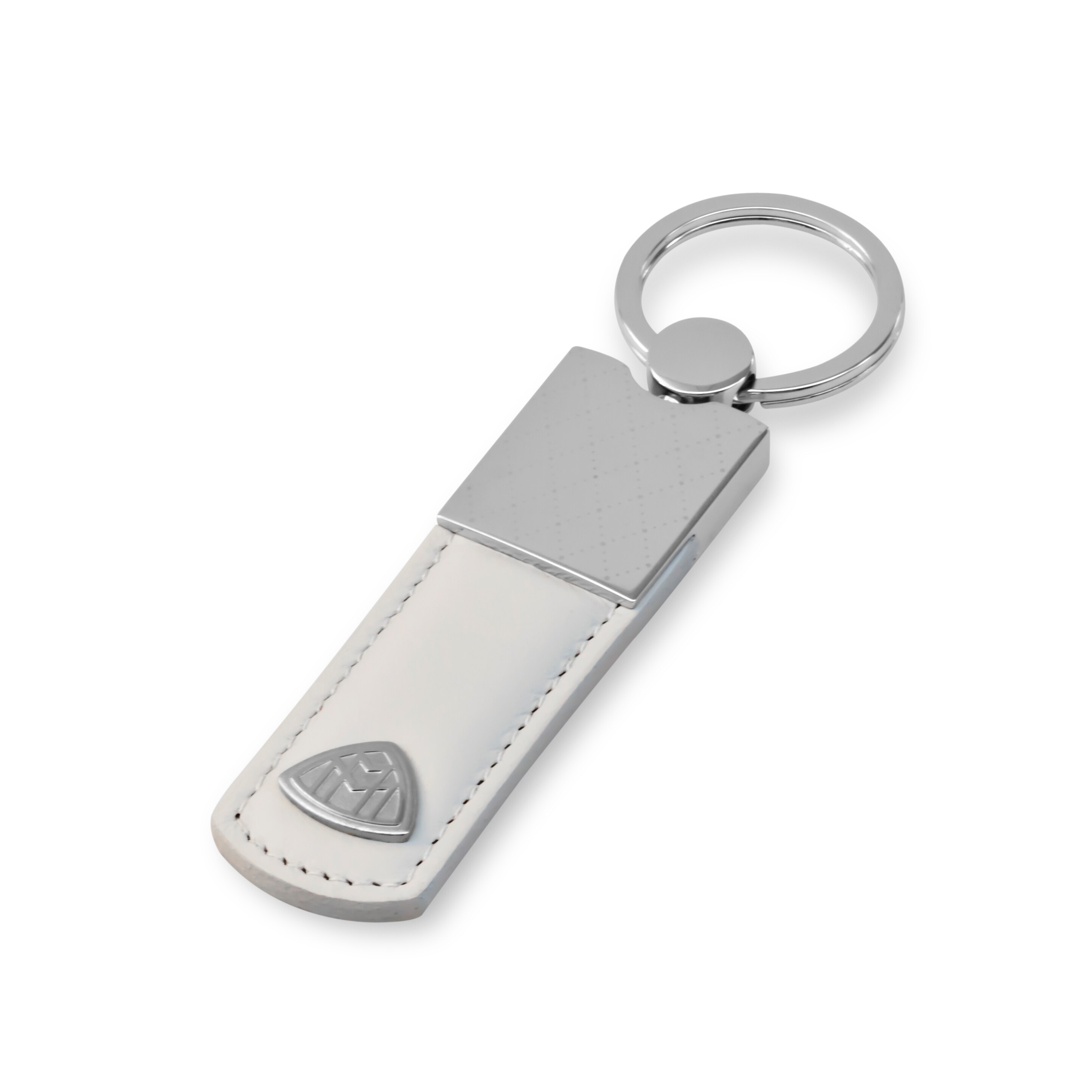 Schlüsselanhänger, Mercedes-Maybach, weiß - weiß / silberfarben, Leder / Edelstahl