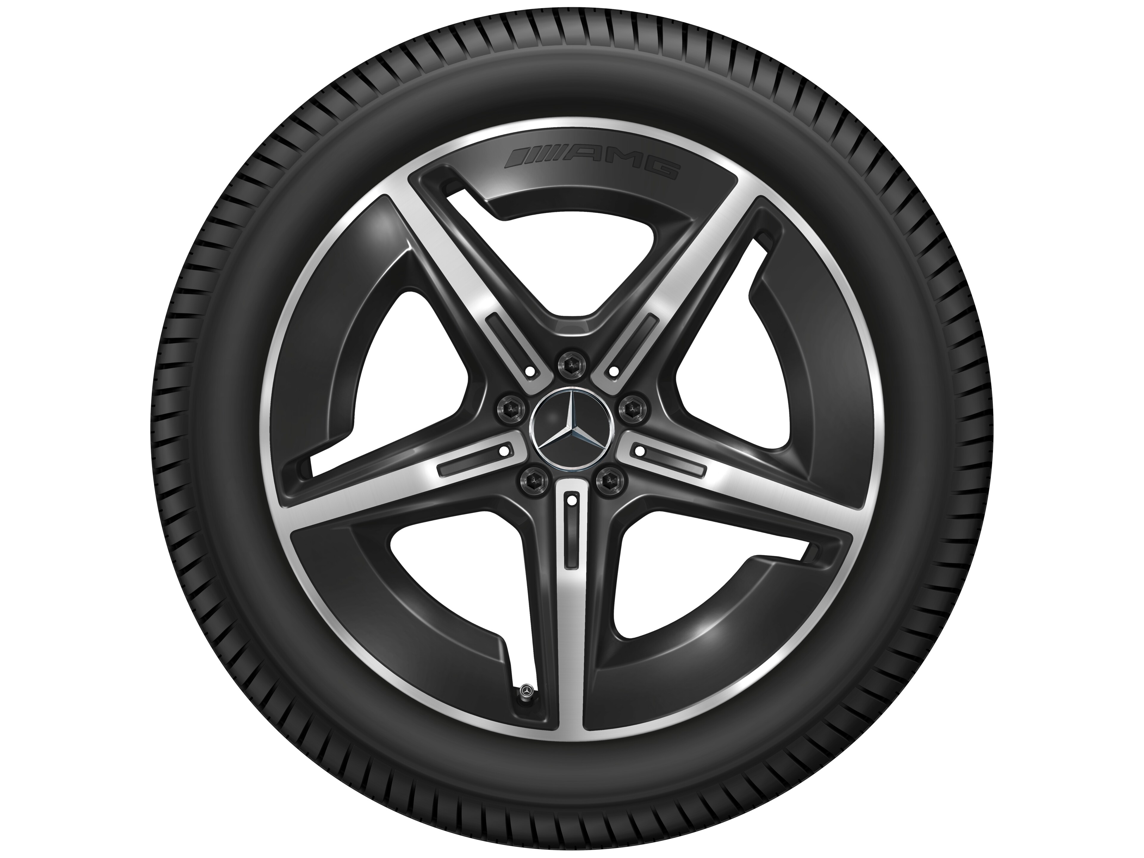 AMG Leichtmetallrad, im 5-Speichen-Design, 50,8 cm (20 Zoll), aerodynamisch optimiert - 8 J x 20 ET 32,7, schwarz, glanzgedreht