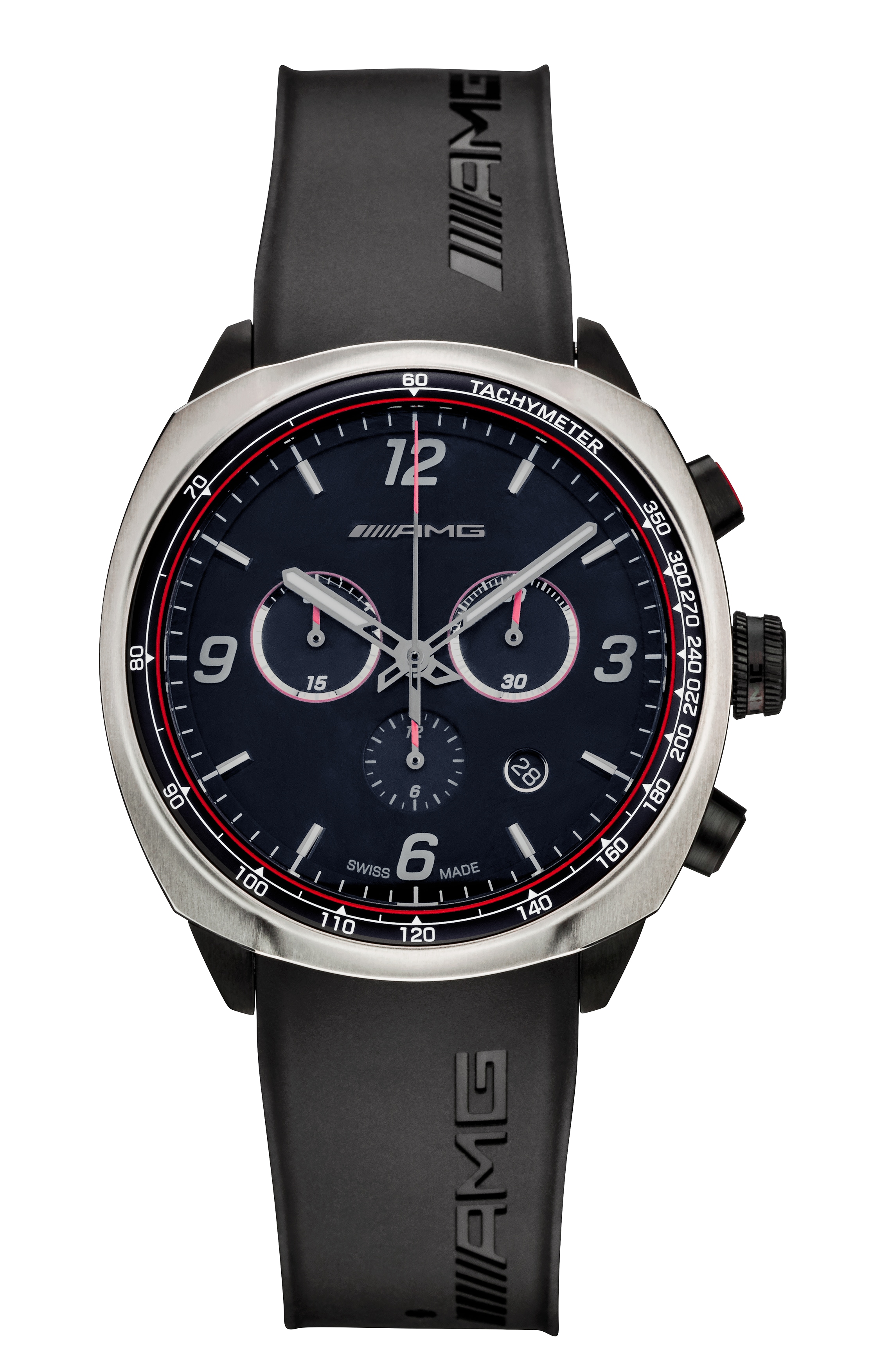 Armbanduhr, Herren, AMG, Essentials Chronograph - schwarz / anthrazit / rot, Edelstahl / Titan / Kautschuk