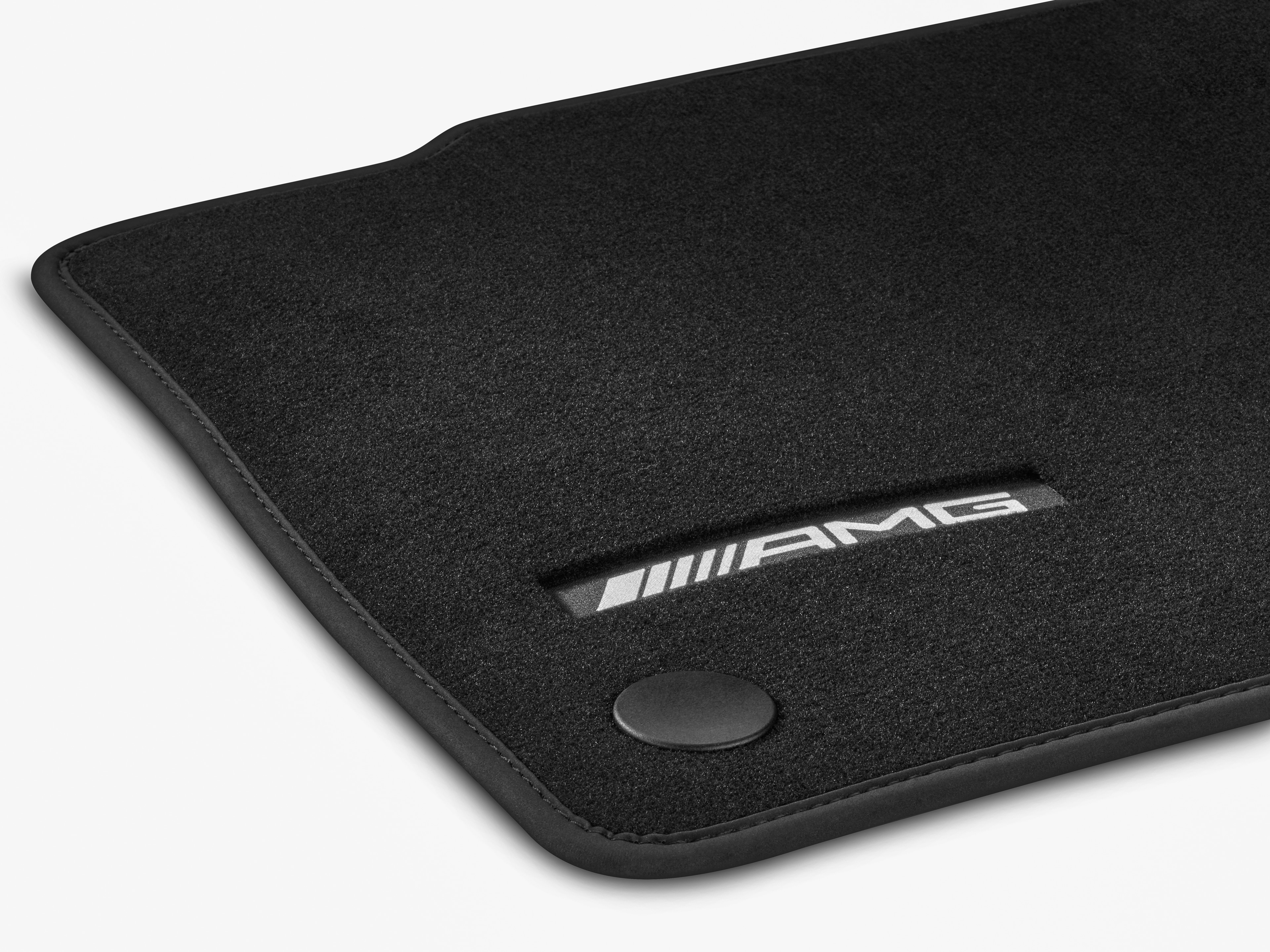 AMG Veloursmatten, Satz, 4-teilig, mit AMG Weblogo - RL, schwarz, Einfassung schwarz
