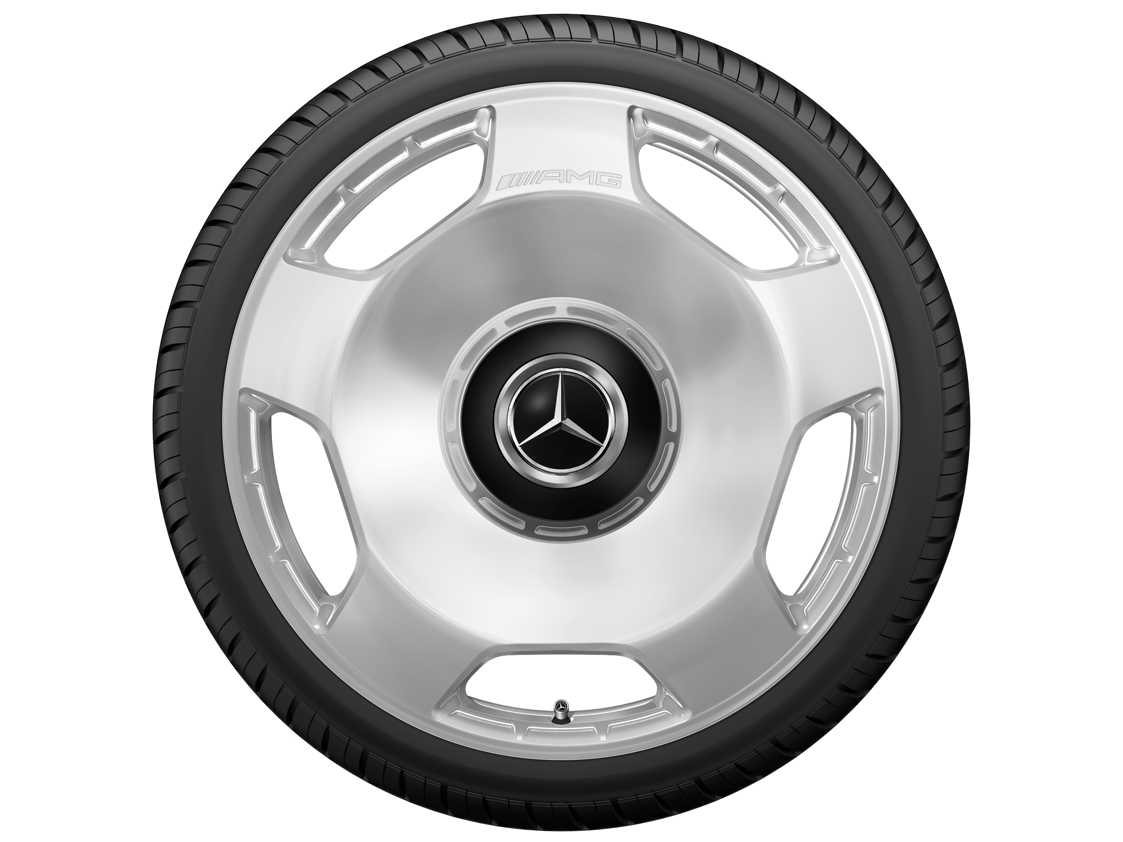 AMG Schmiederad, im 5-Loch Design, 53,3 cm (21 Zoll) - 10 J x 21 ET 30, silberfarben, hochglanzpoliert
