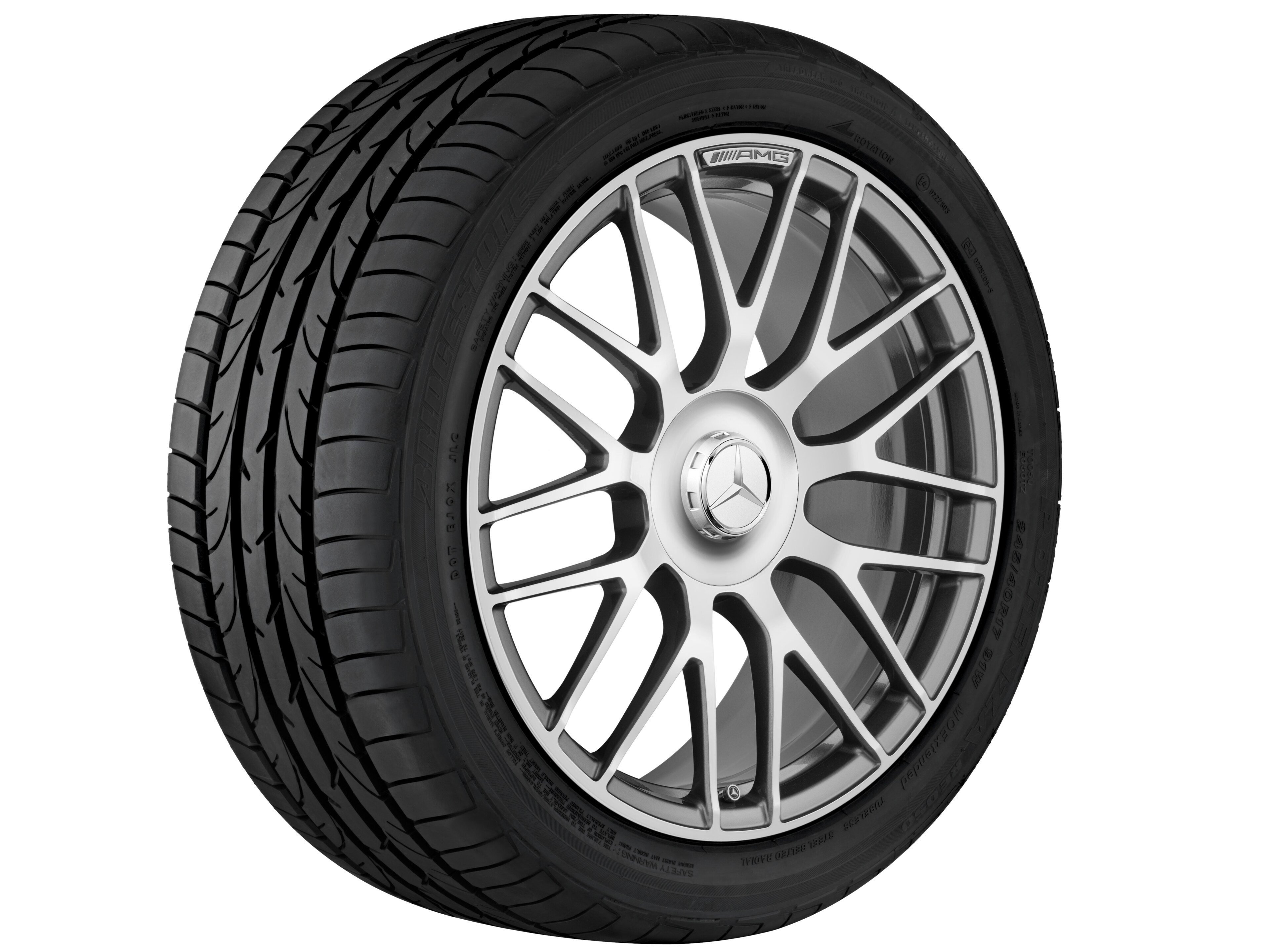 AMG Schmiederad im Kreuzspeichen-Design, 50,8 cm (20 Zoll) - 10,5 J x 20 ET 57, titangrau, glanzgedreht
