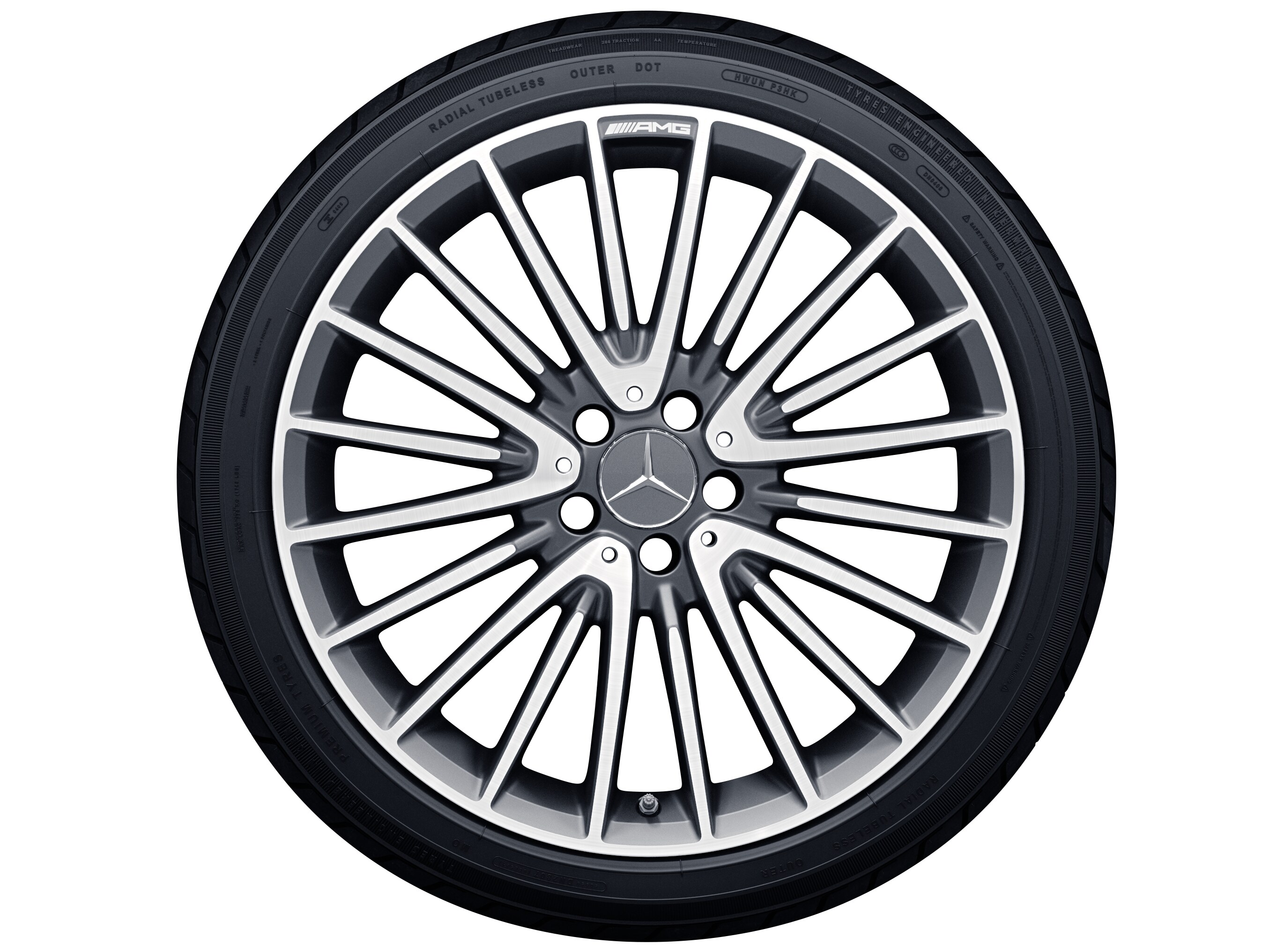AMG Vielspeichen-Rad, 50,8 cm (20 Zoll) - 8 J x 20 ET 43,5, titangrau, glanzgedreht