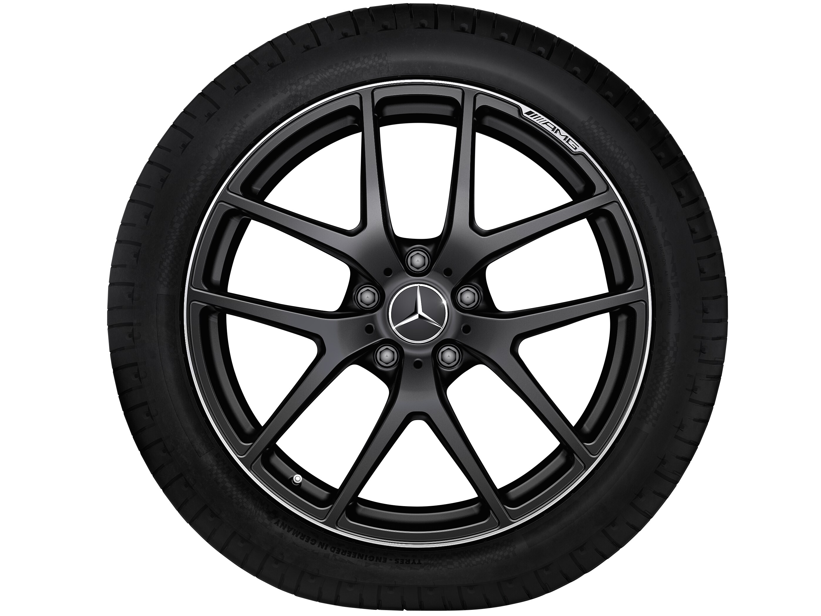 AMG Schmiederad, im 5-Doppelspeichen-Design, 53,3 cm (21 Zoll), Felgenhorn glanzgedreht - 10 J x 21 ET 45, schwarz matt, Felgenhorn glanzgedreht