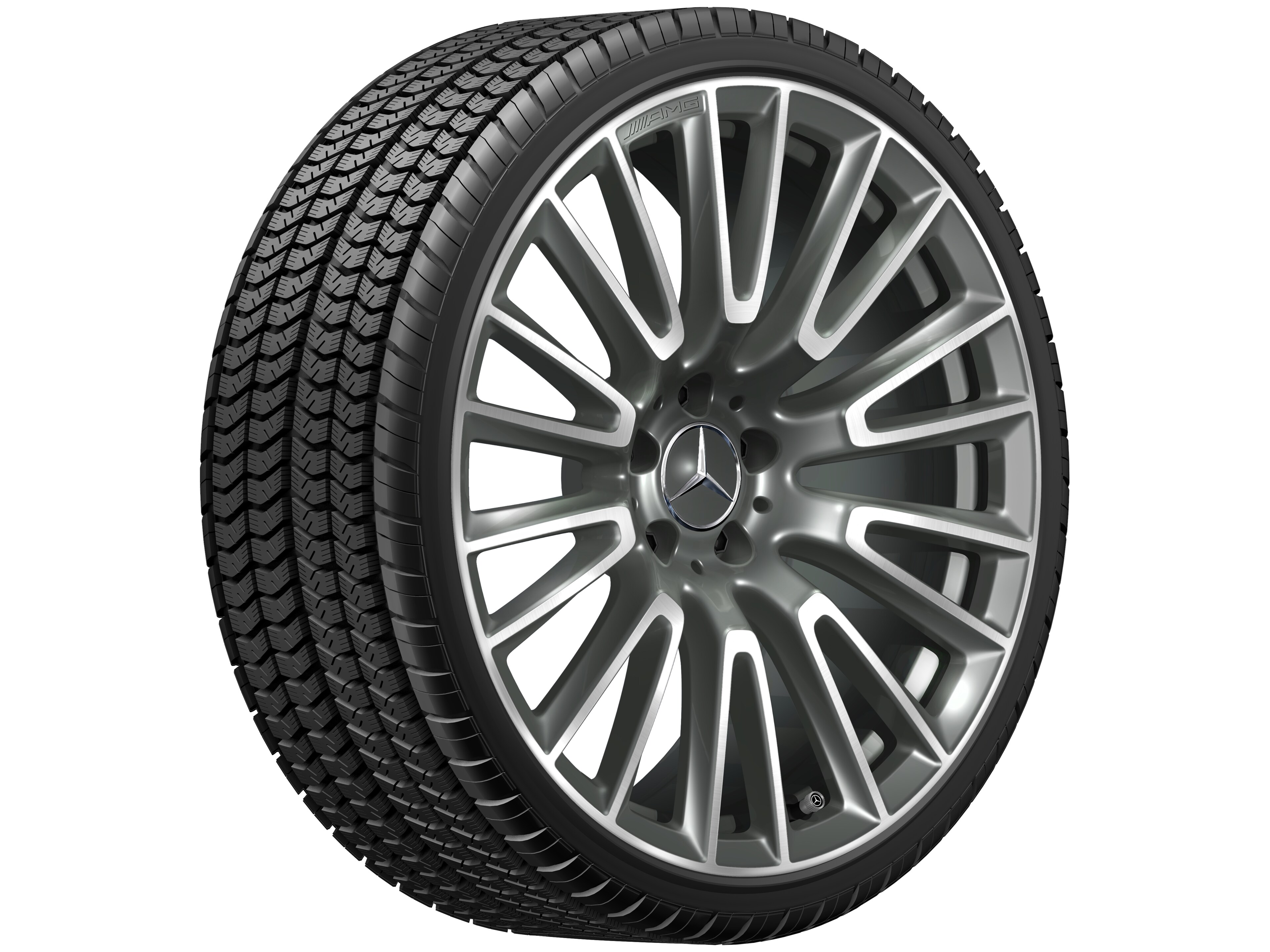 AMG Leichtmetallrad, im 10-Doppelspeichen-Design, 50,8 cm (20 Zoll) - 10,5 J x 20 ET 43, grau Himalaya, glanzgedreht