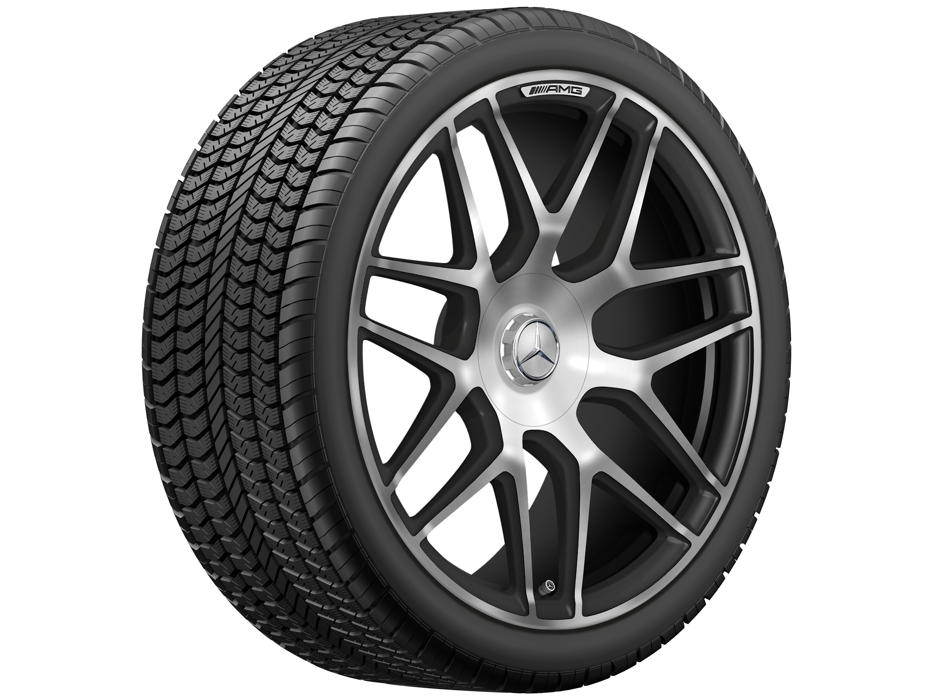 AMG Schmiederad im Kreuzspeichen-Design, 55,9 cm (22 Zoll) - 10 J x 22 ET 36, schwarz matt, glanzgedreht