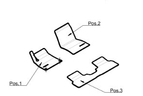 Tapis en velours AMG, Kit, 3 pièces - LL, noir, Cadre noir