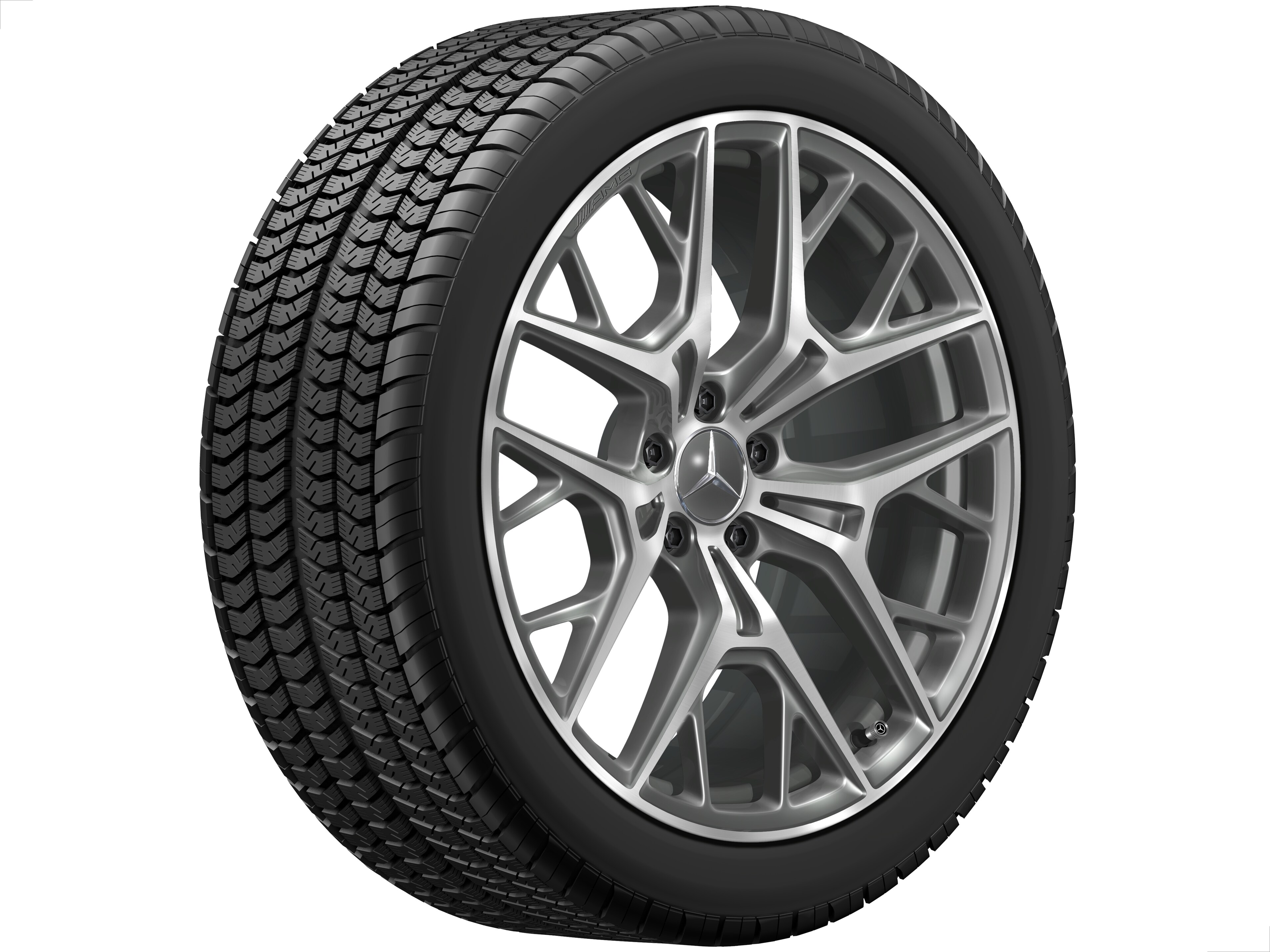 AMG Leichtmetallrad, im Kreuzspeichen-Design, 50,8 cm (20 Zoll) - 9 J x 20 ET 34, grau Himalaya, glanzgedreht