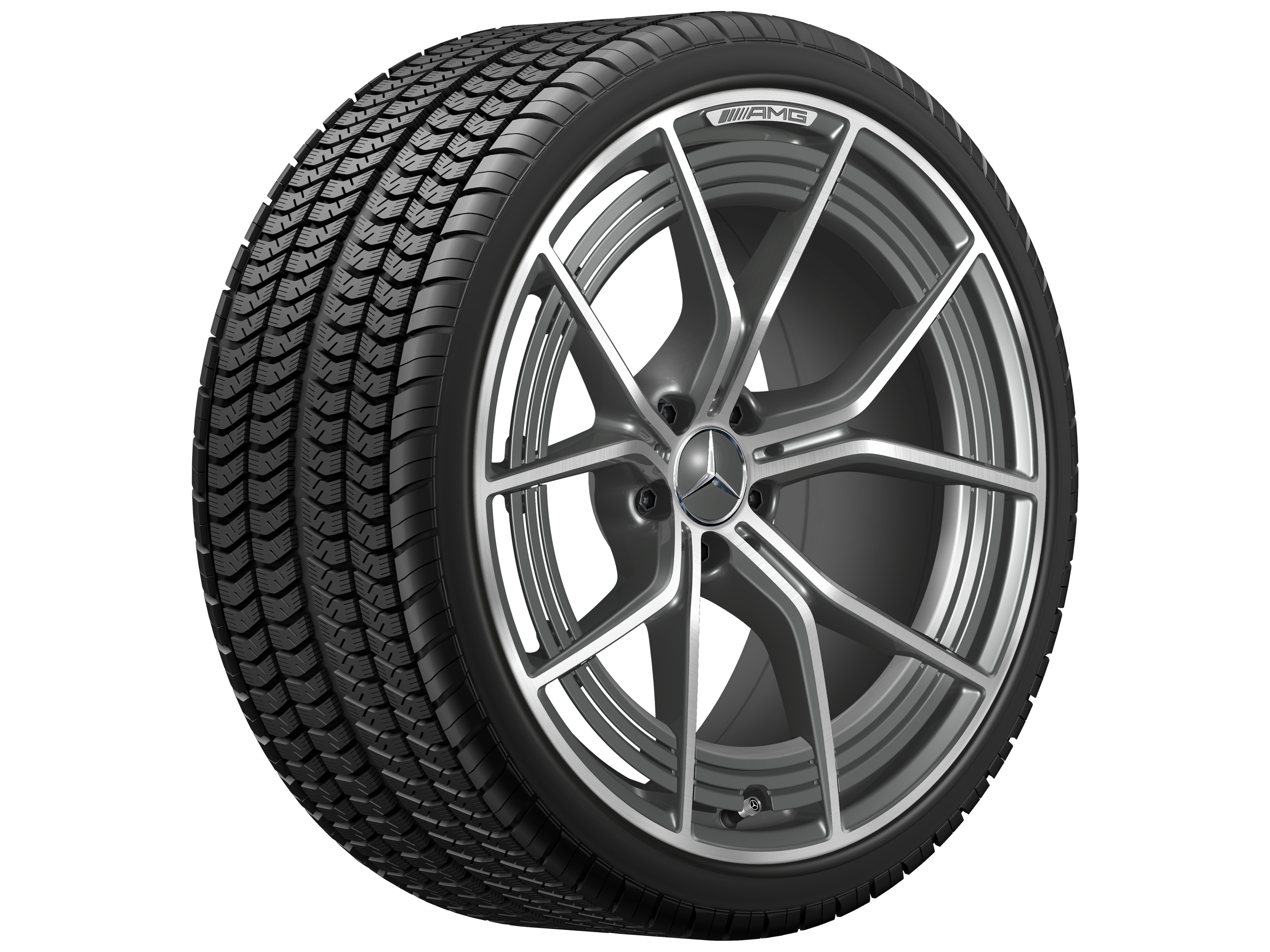 AMG Schmiederad im 5-Doppelspeichen-Design, 53,3 cm (21 Zoll) - 11 J x 21 ET 60, tantalgrau, glanzgedreht
