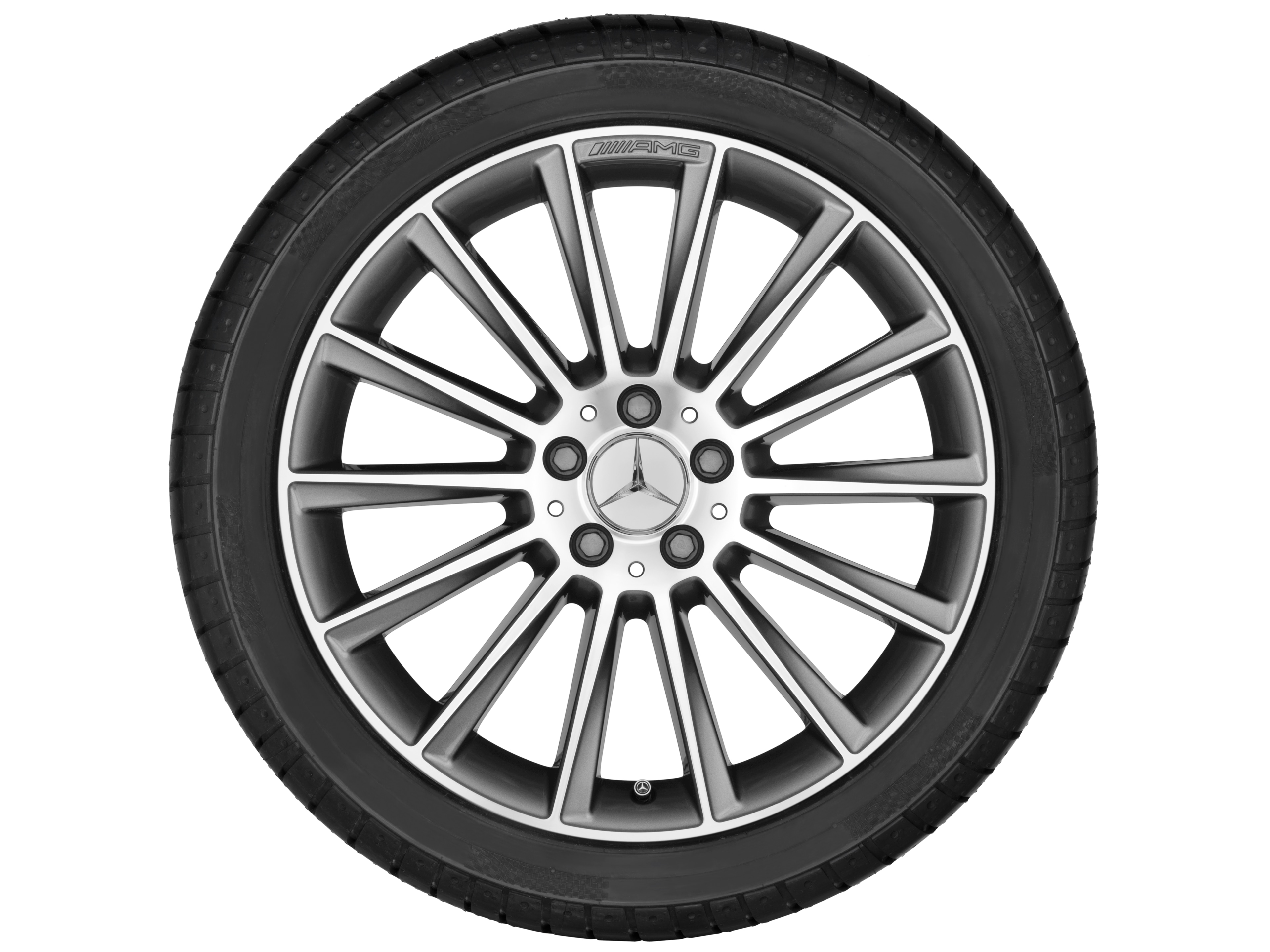 AMG Vielspeichen-Rad, 50,8 cm (20 Zoll), glanzgedreht - 8 J x 20 ET 33, grau Himalaya, glanzgedreht