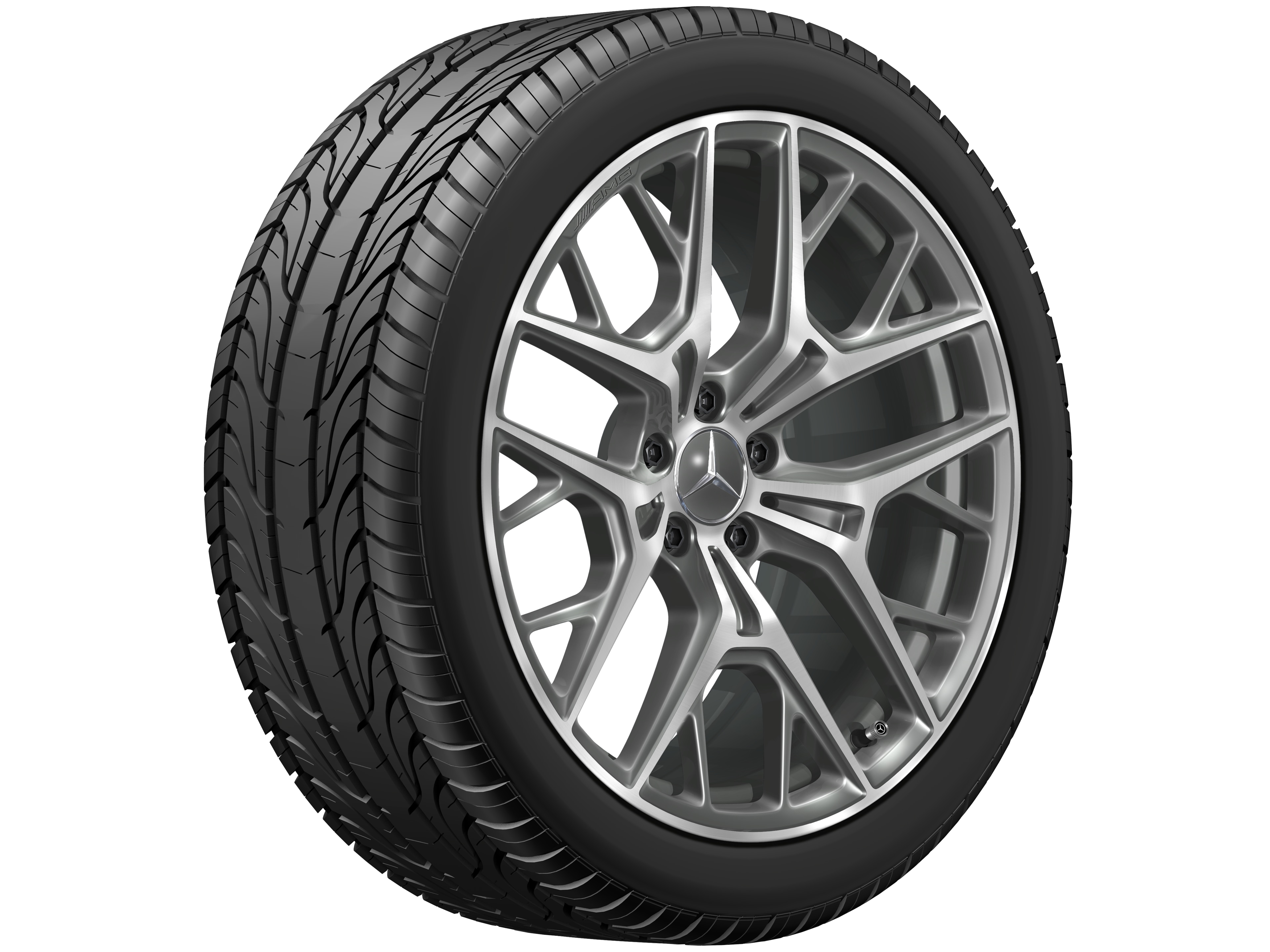 AMG Leichtmetallrad, im Kreuzspeichen-Design, 50,8 cm (20 Zoll) - 9 J x 20 ET 34, grau Himalaya, glanzgedreht