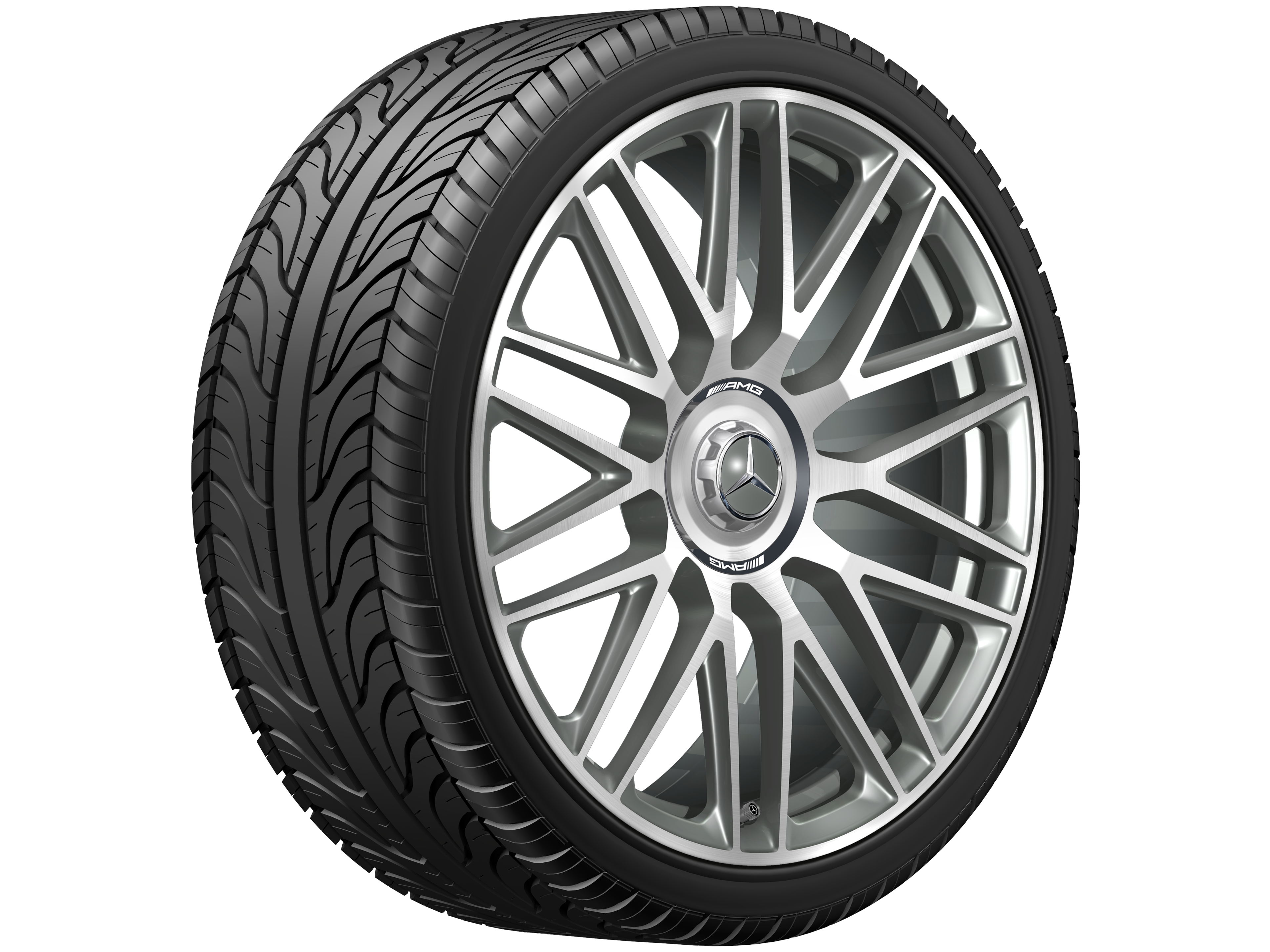 AMG Schmiederad im 10-Doppelspeichen-Design, 53,3 cm (21 Zoll) - 10,5 J x 21 ET 42, titangrau, glanzgedreht