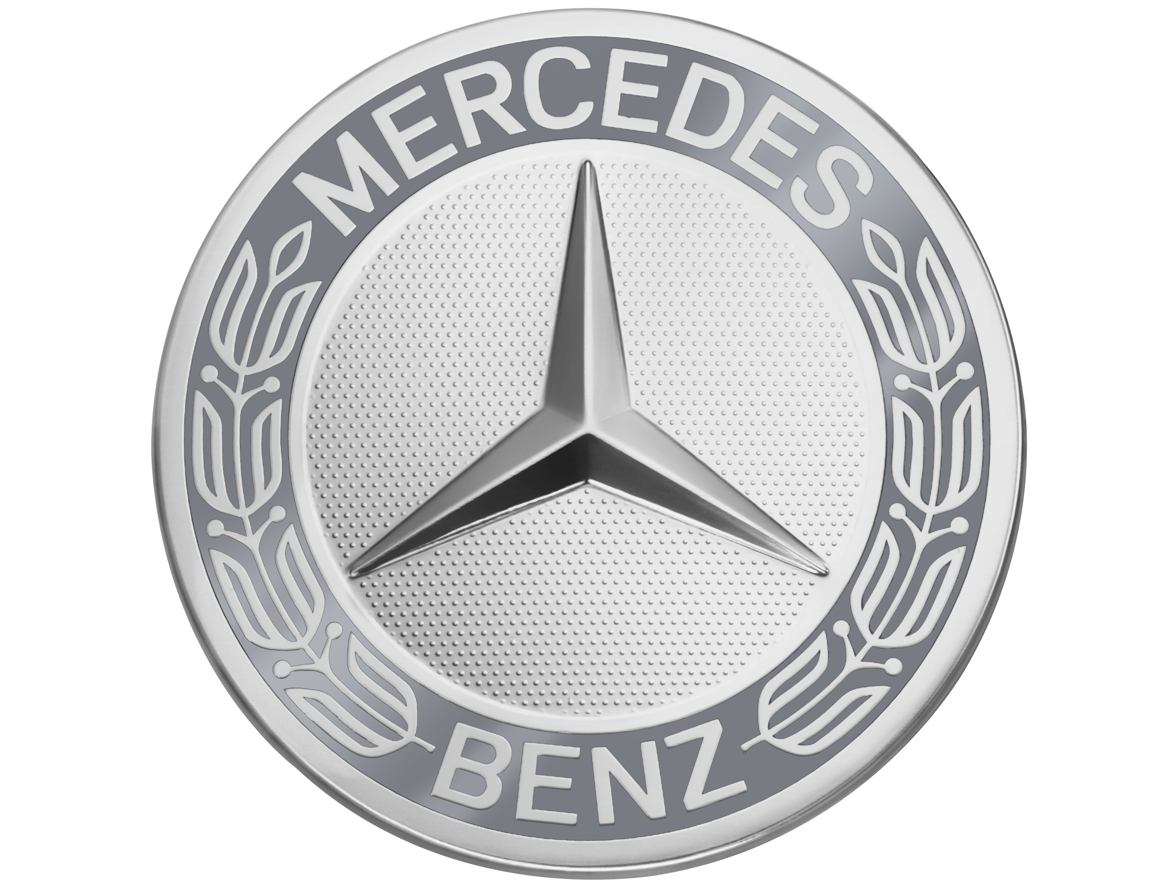Radnabenabdeckung, Stern mit Lorbeerkranz, klassisches Design, für Zentrierloch-Durchmesser 71,8 mm - grau