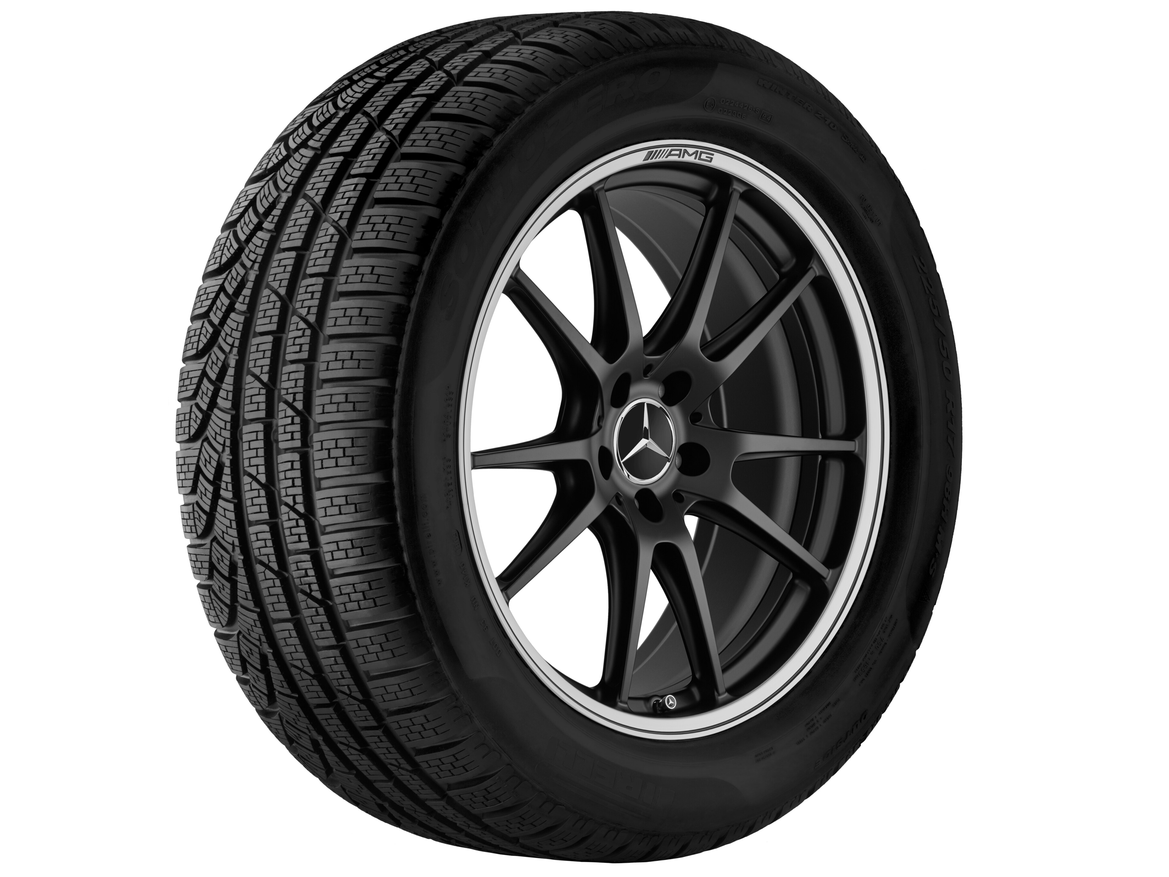 AMG Schmiederad, im 5-Doppelspeichen-Design, 50,8 cm (20 Zoll), Felgenhorn glanzgedreht - 10,5 J x 20 ET 57, schwarz matt, glanzgedreht