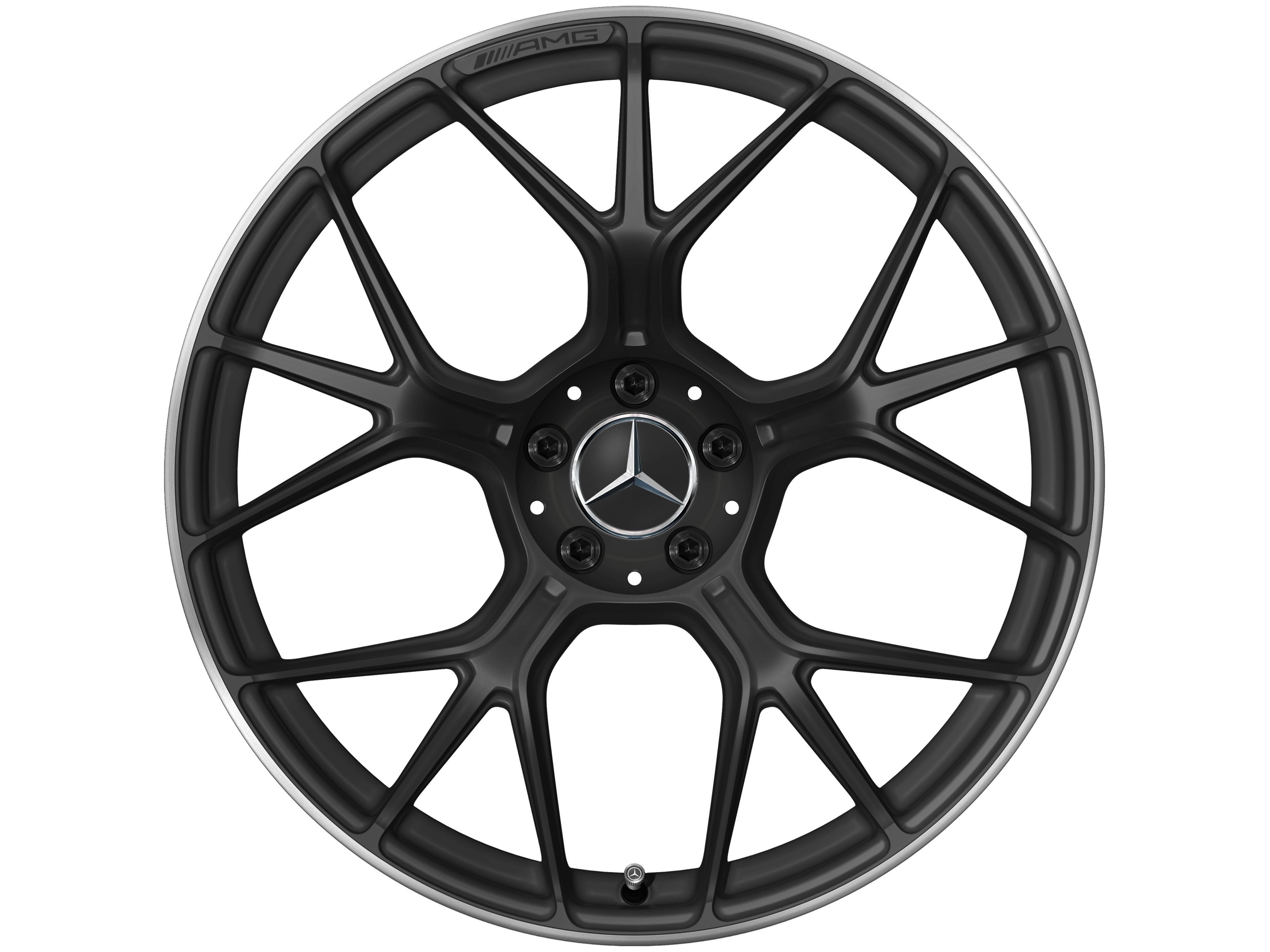 Jante forgée AMG Jante en Y, 53,3 cm (21 pouces) - 9,5 J x 21 ET 45, noir mat, Rebord de jante, brillant