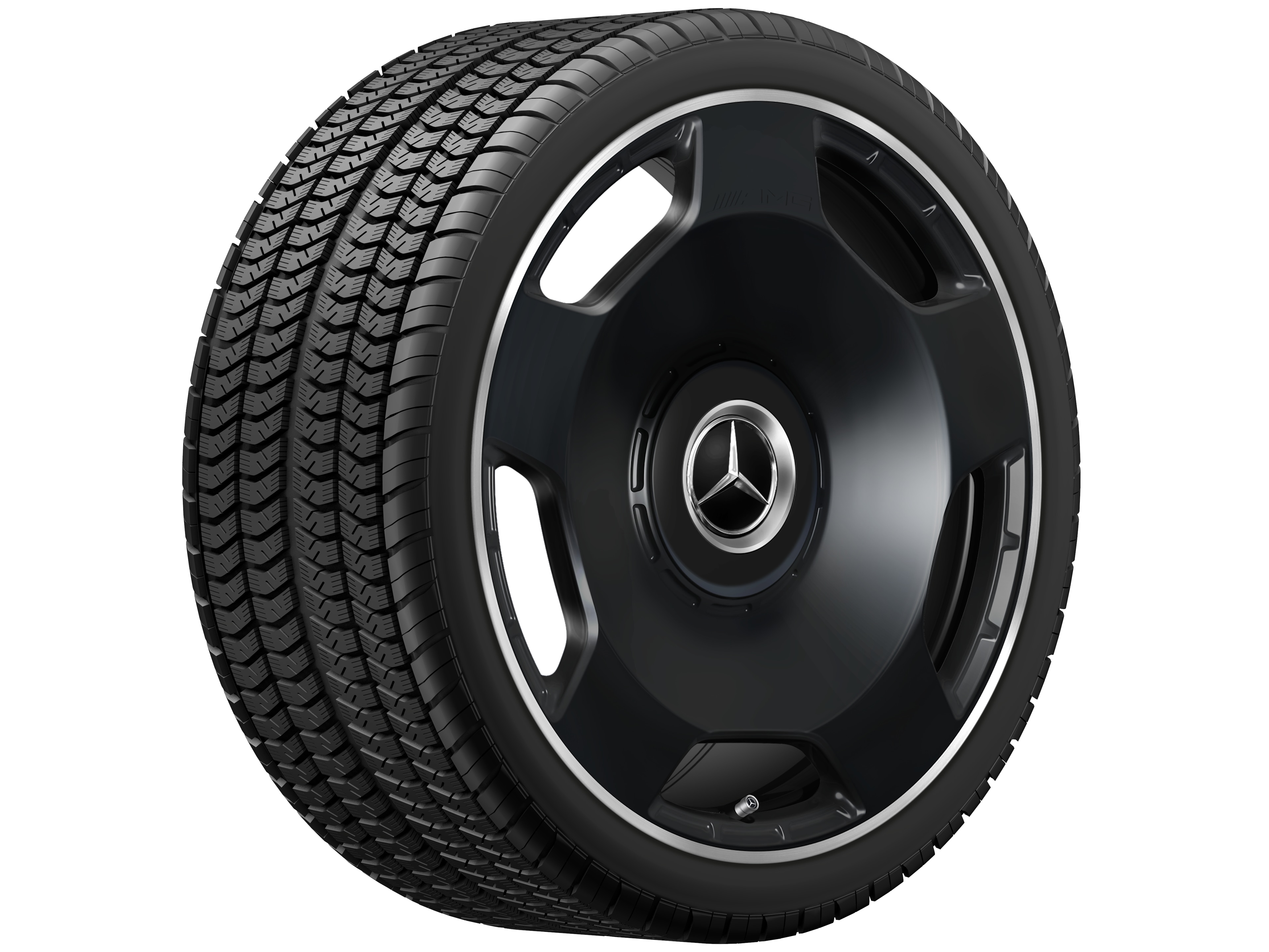 AMG Schmiederad, im 5-Loch Design, 53,3 cm (21 Zoll), Felgenhorn glanzgedreht - 10 J x 21 ET 30, schwarz matt, Felgenhorn glanzgedreht