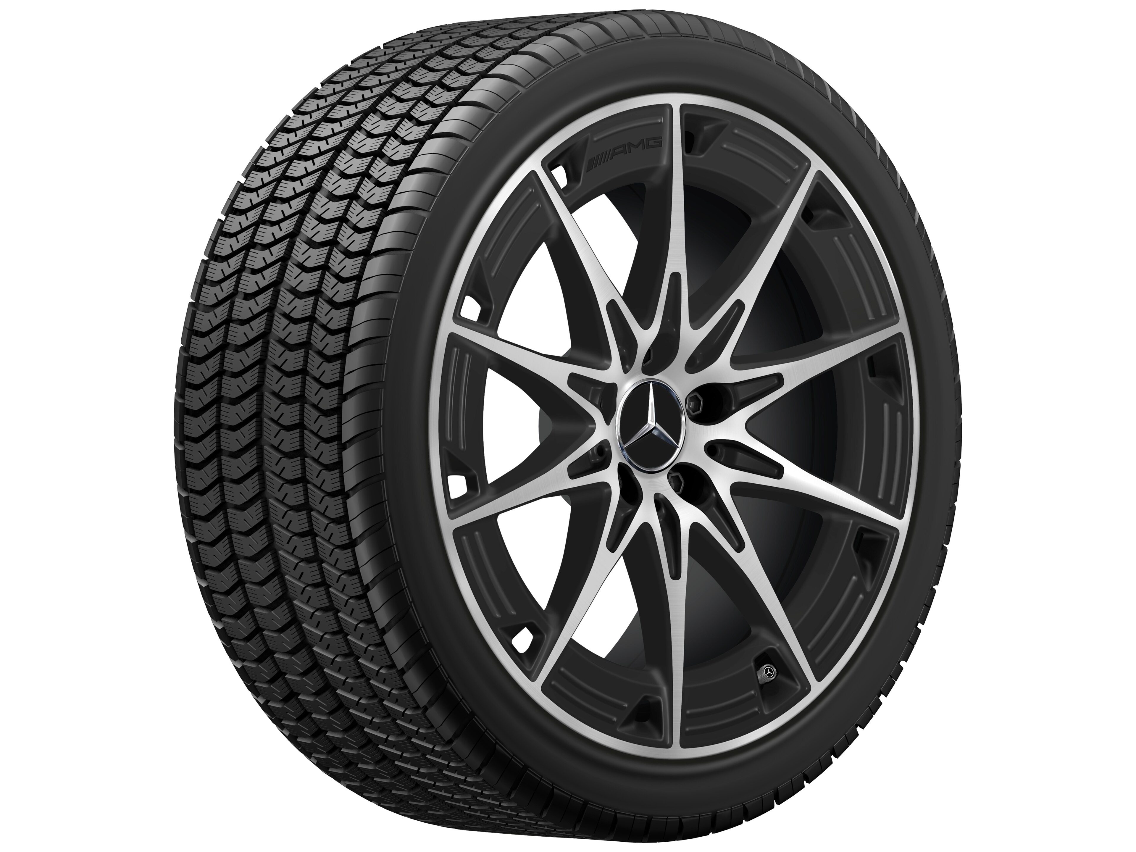 AMG Leichtmetallrad, im 10-Speichen-Design, 48,3 cm (19 Zoll) - 9 J x 19 ET 48, schwarz matt, glanzgedreht