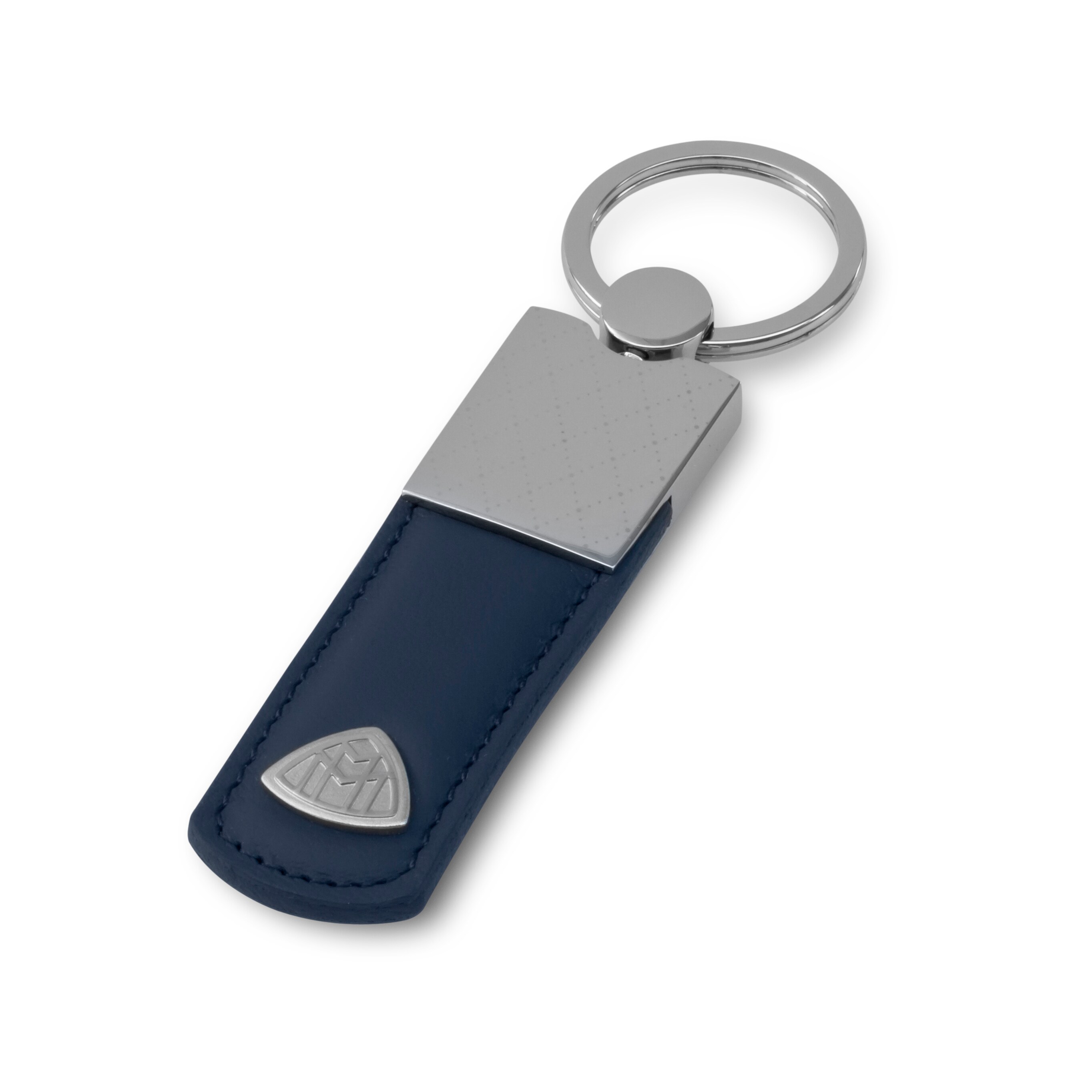 Schlüsselanhänger, Mercedes-Maybach, blau - blau / silberfarben, Leder / Edelstahl