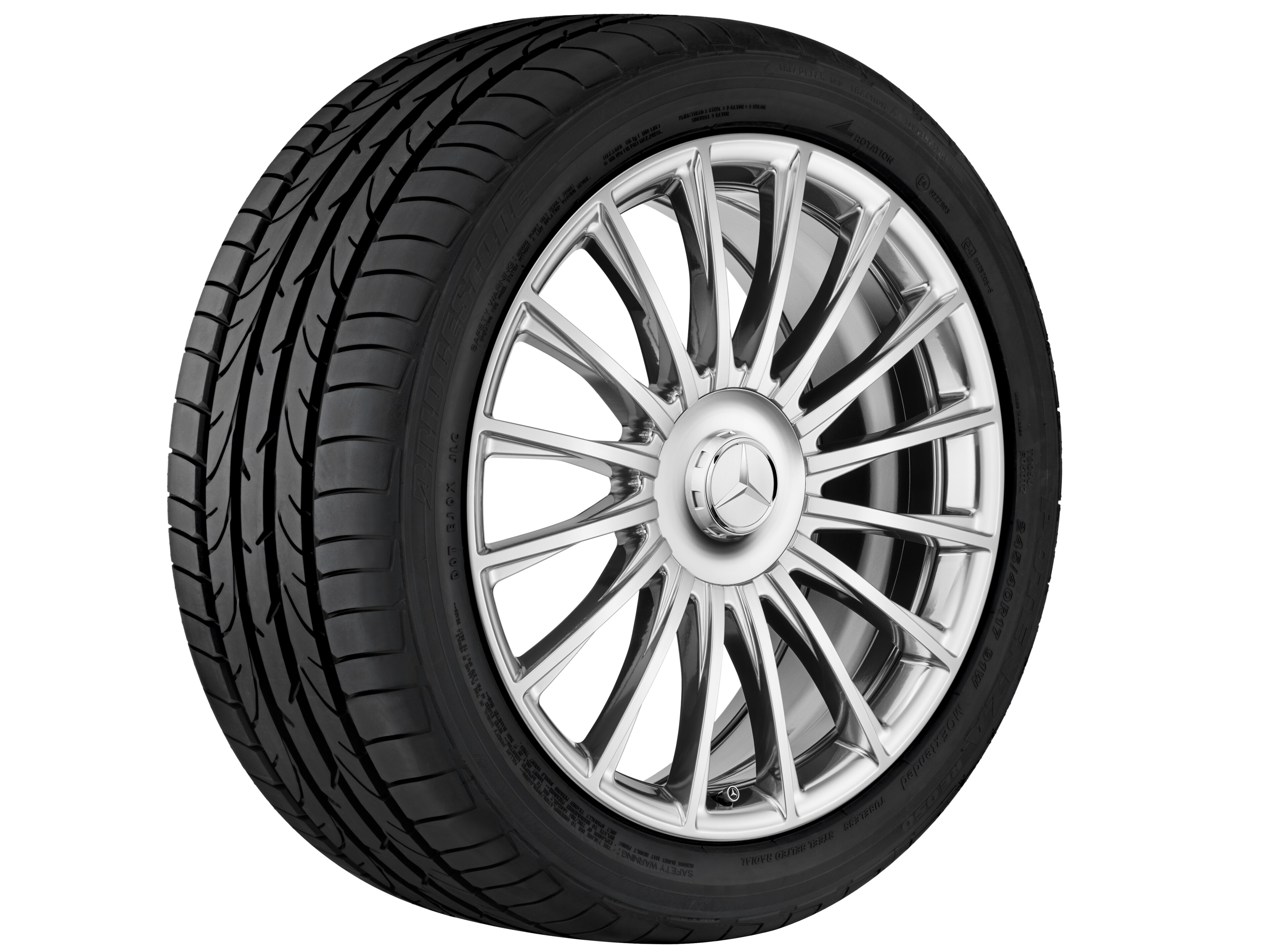 Vielspeichen-Rad, 50,8 cm (20 Zoll) - 8,5 J x 20 ET 38, silberfarben, poliert