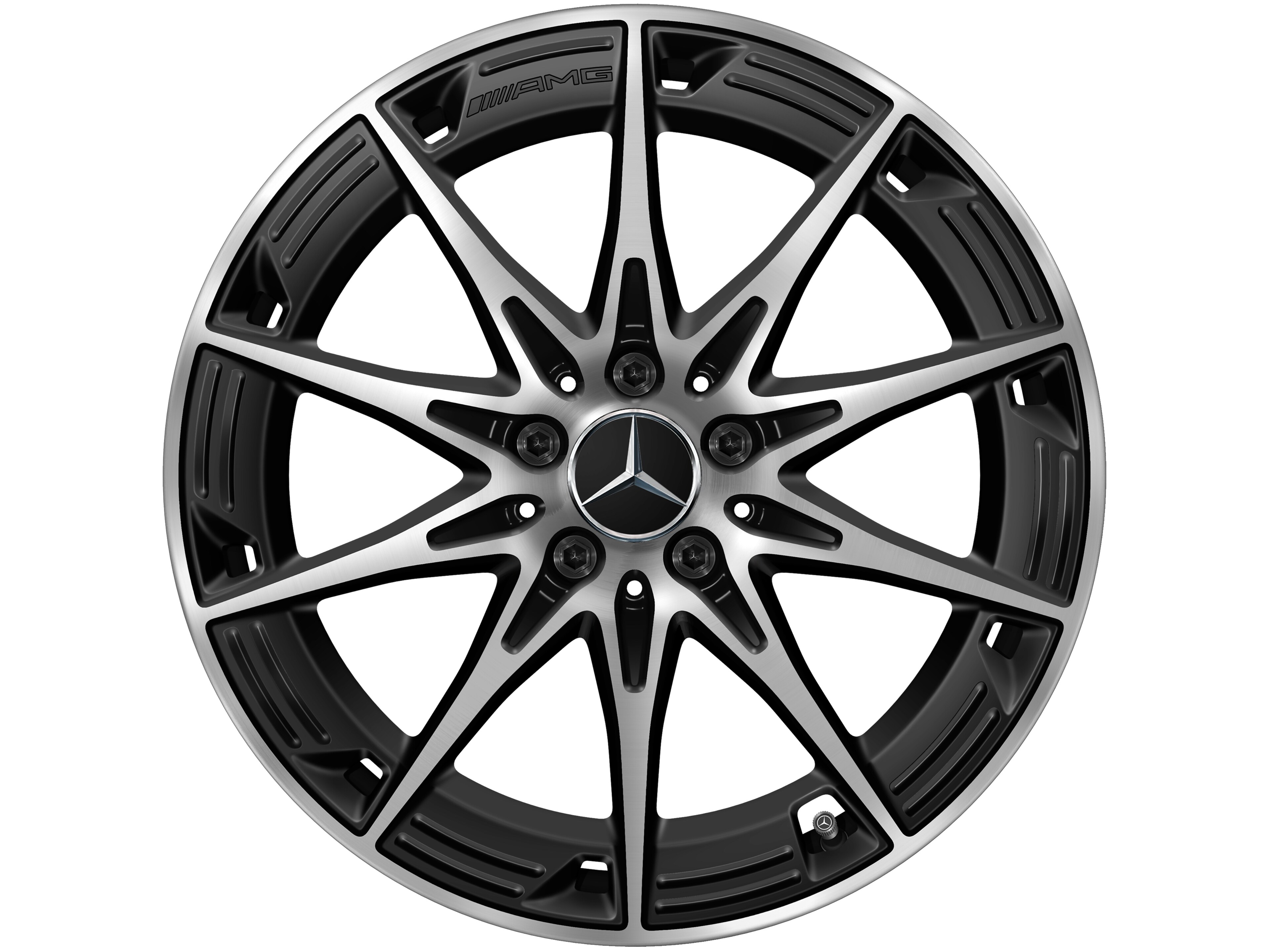 AMG Leichtmetallrad, im 10-Speichen-Design, 48,3 cm (19 Zoll) - 9 J x 19 ET 48, schwarz matt, glanzgedreht