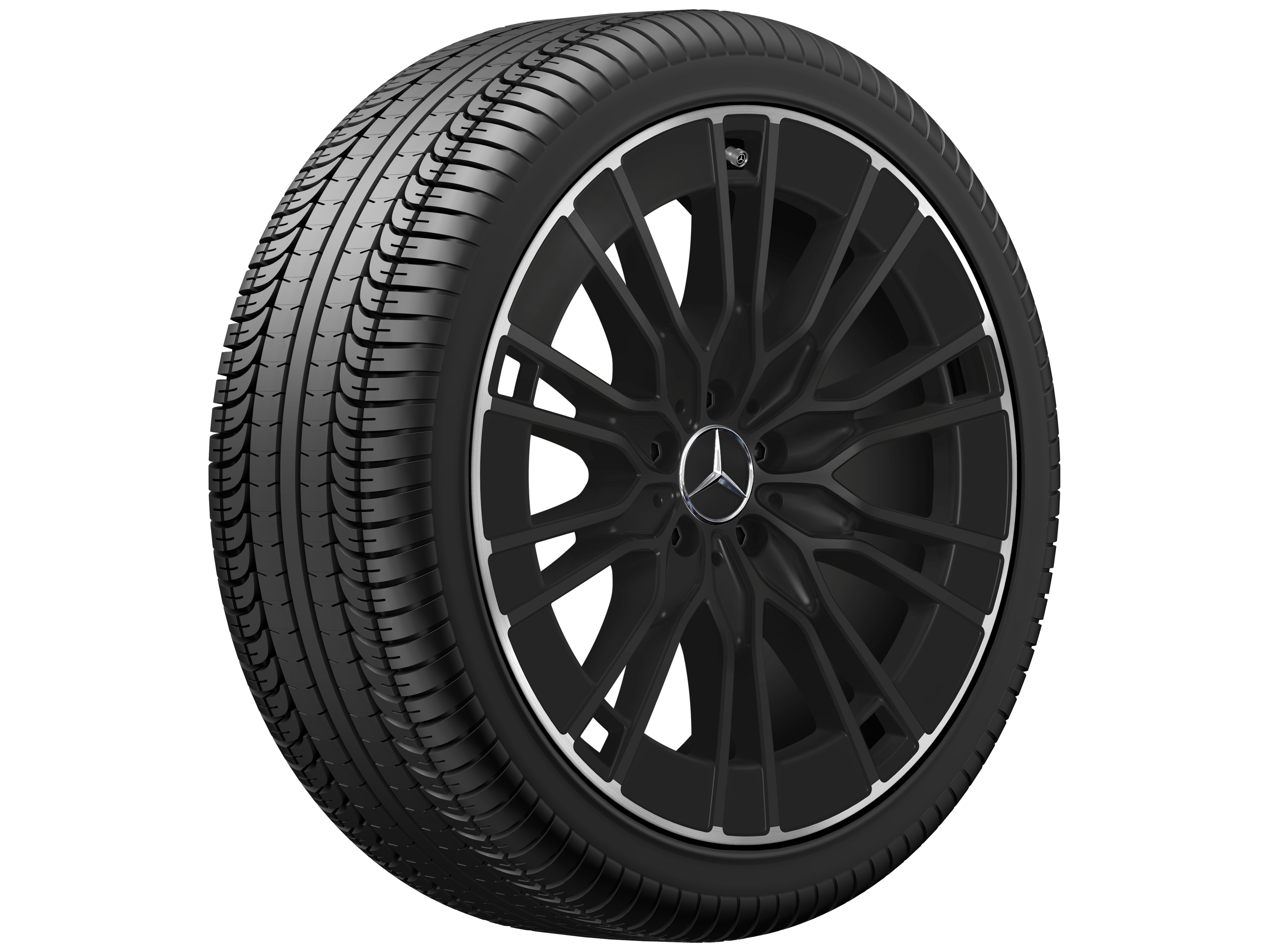 10-Doppelspeichen-Rad, Aero, 50,8 cm (20 Zoll), Felgenhorn glanzgedreht - 8,5 J x 20 ET 35,5, schwarz, glanzgedreht