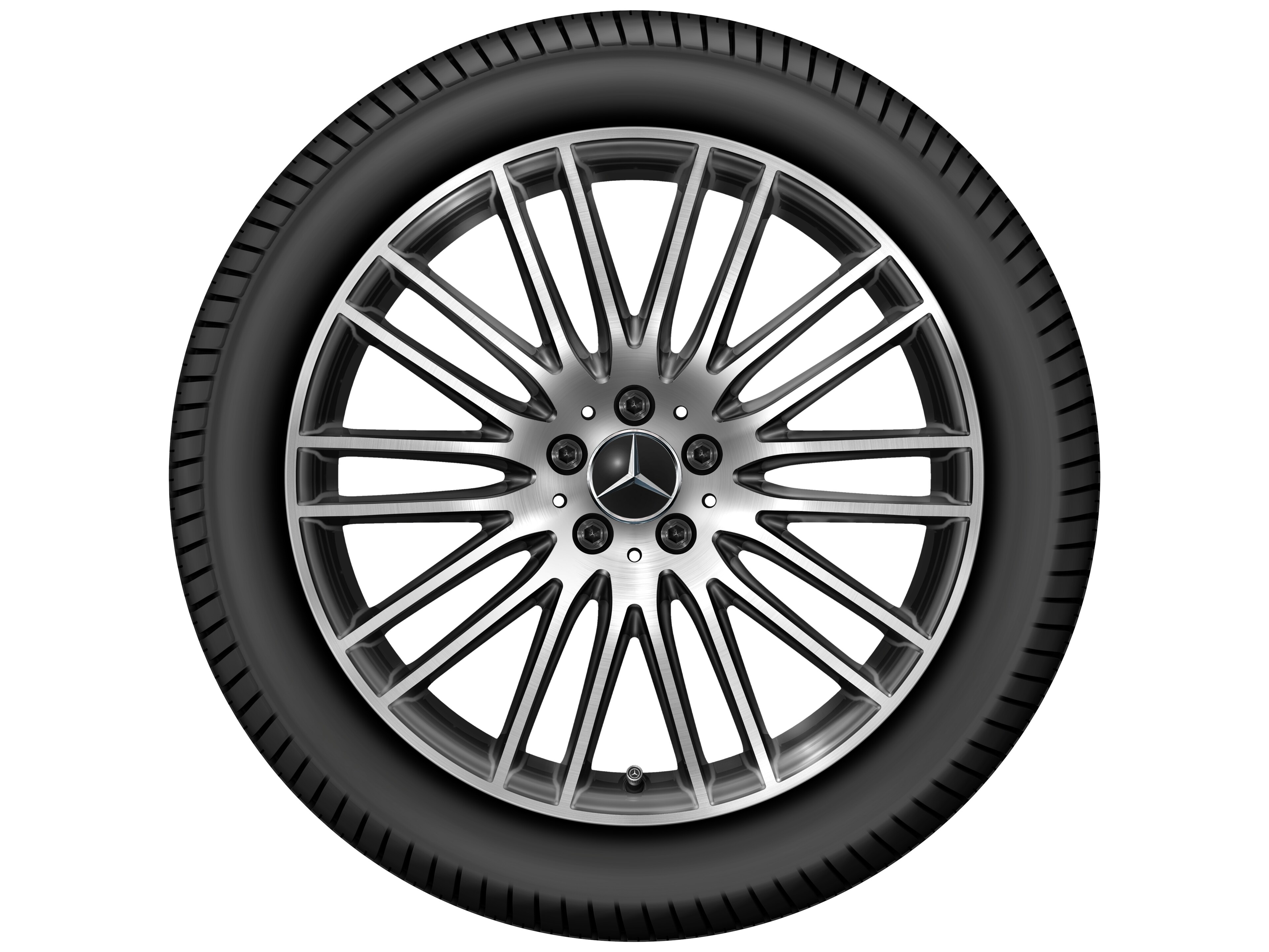 Vielspeichen-Rad, 50,8 cm (20 Zoll), glanzgedreht - 8,5 J x 20 ET 34,5, schwarz, glanzgedreht