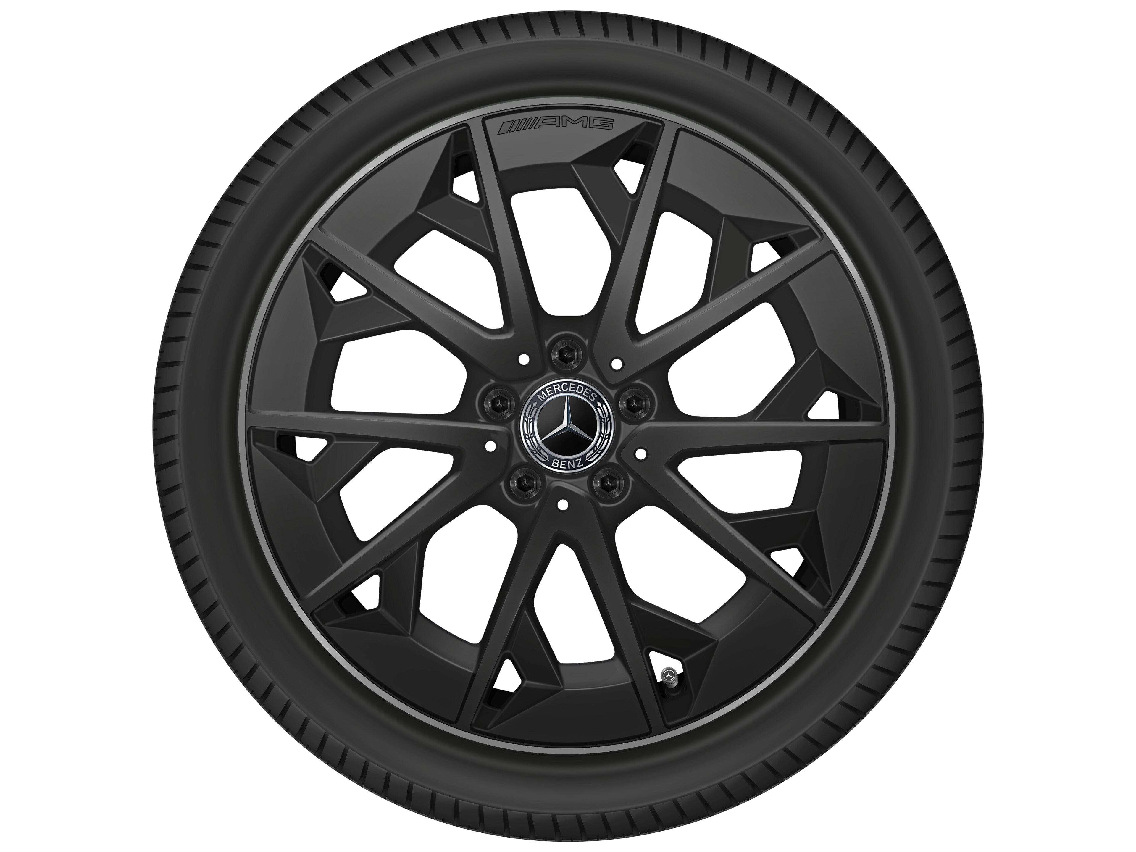 AMG Leichtmetallrad, im Kreuzspeichen-Design, 48,3 cm (19 Zoll) - 7,5 J x 19 ET 48,4, schwarz matt / techgold matt