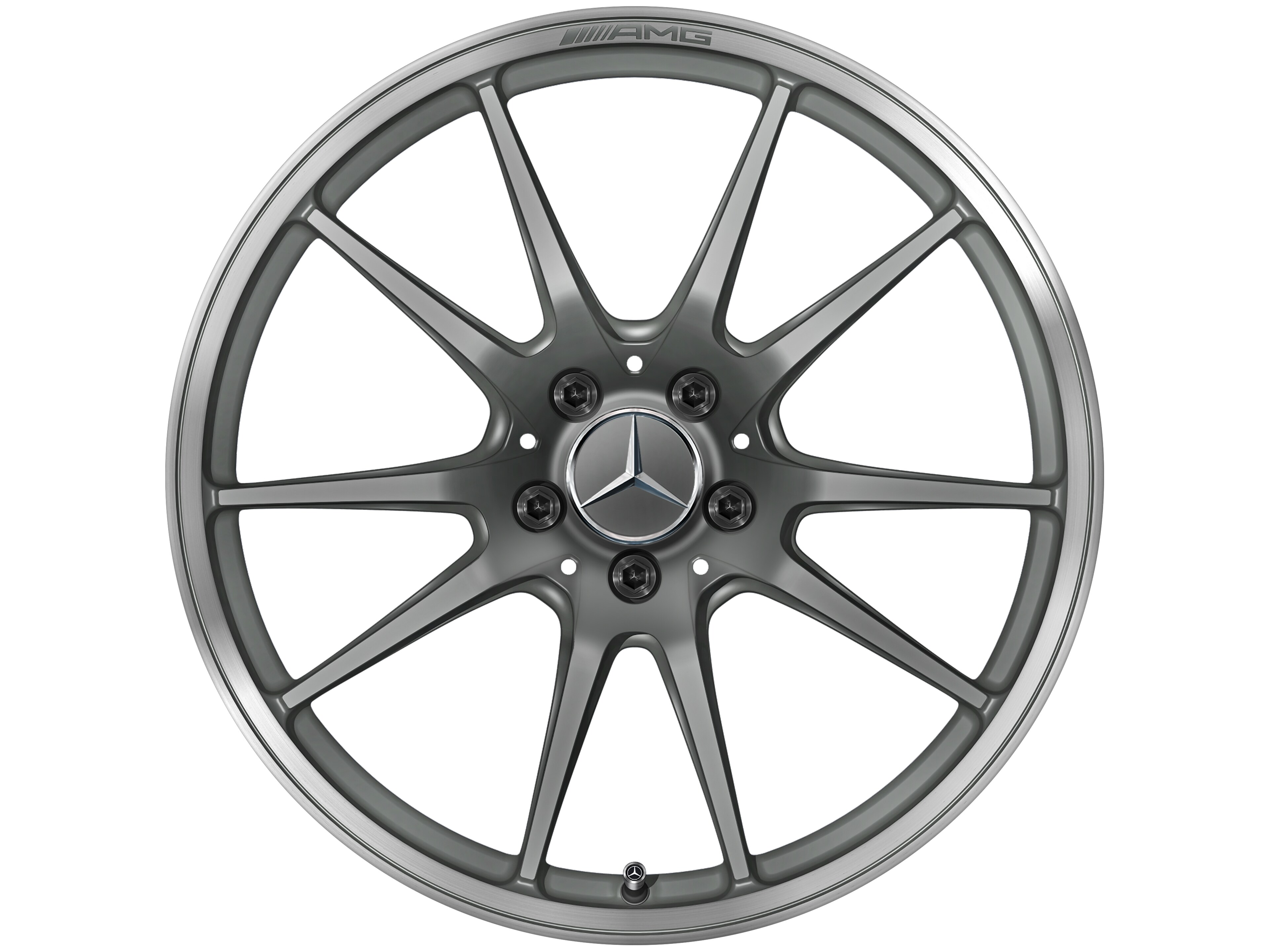 AMG Schmiederad im 5-Doppelspeichen-Design, 50,8 cm (20 Zoll), Felgenhorn glanzgedreht - 12 J x 20 ET 52, titangrau matt, Felgenhorn glanzgedreht