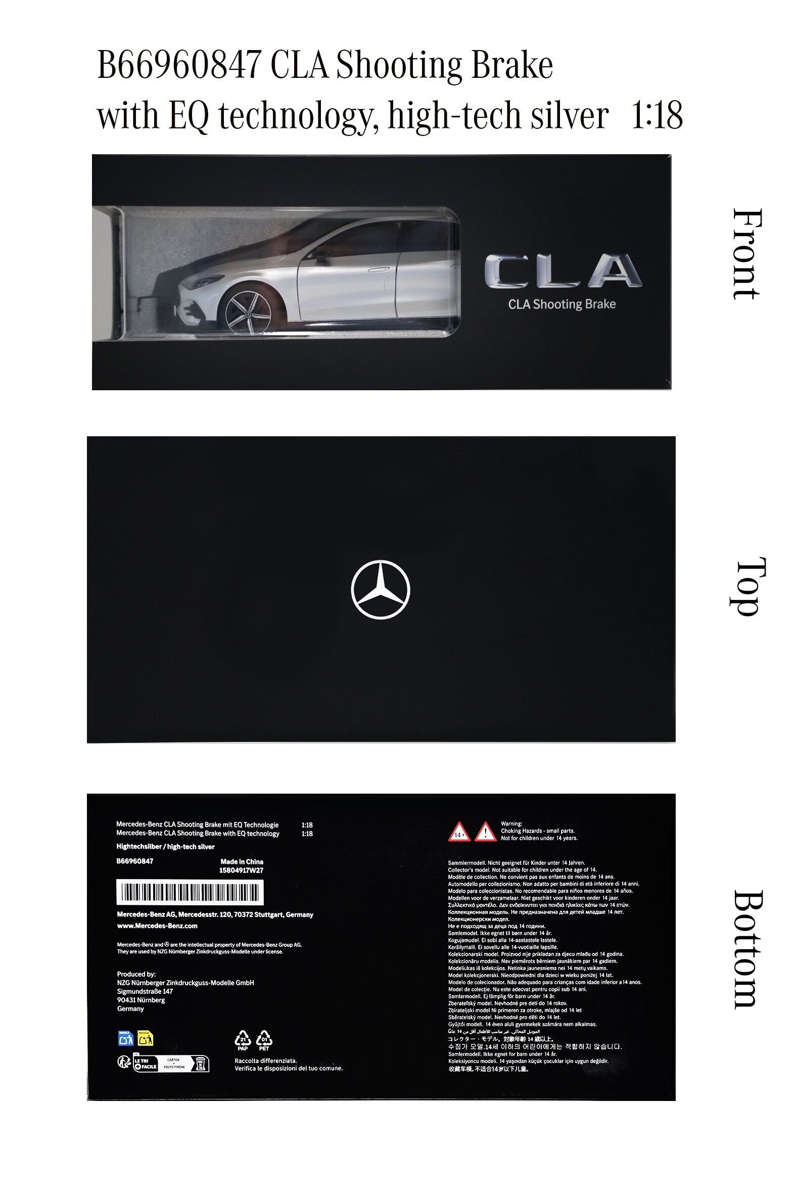 CLA, Shooting Brake, X174 - hightechsilber, NZG, 1:18