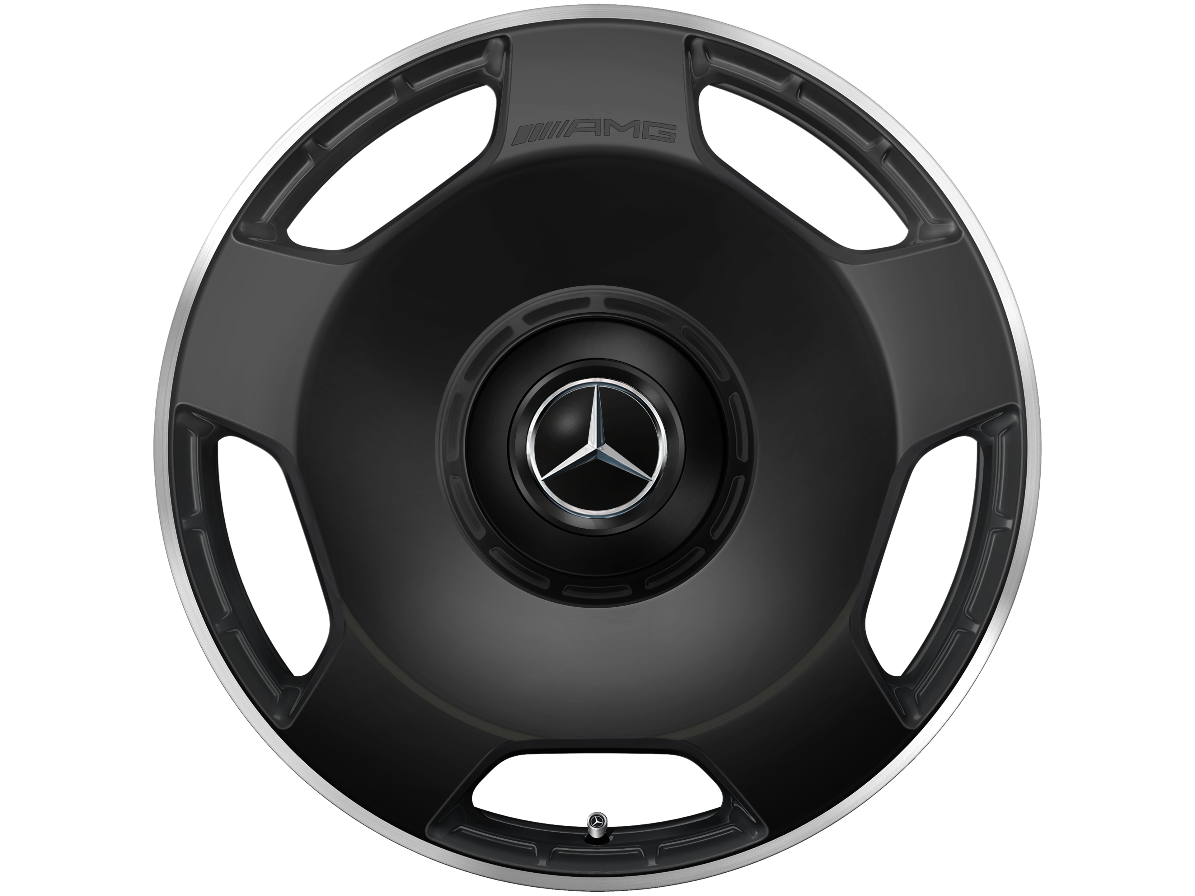 AMG Schmiederad, im 5-Loch Design, 53,3 cm (21 Zoll), Felgenhorn glanzgedreht - 10 J x 21 ET 30, schwarz matt, Felgenhorn glanzgedreht