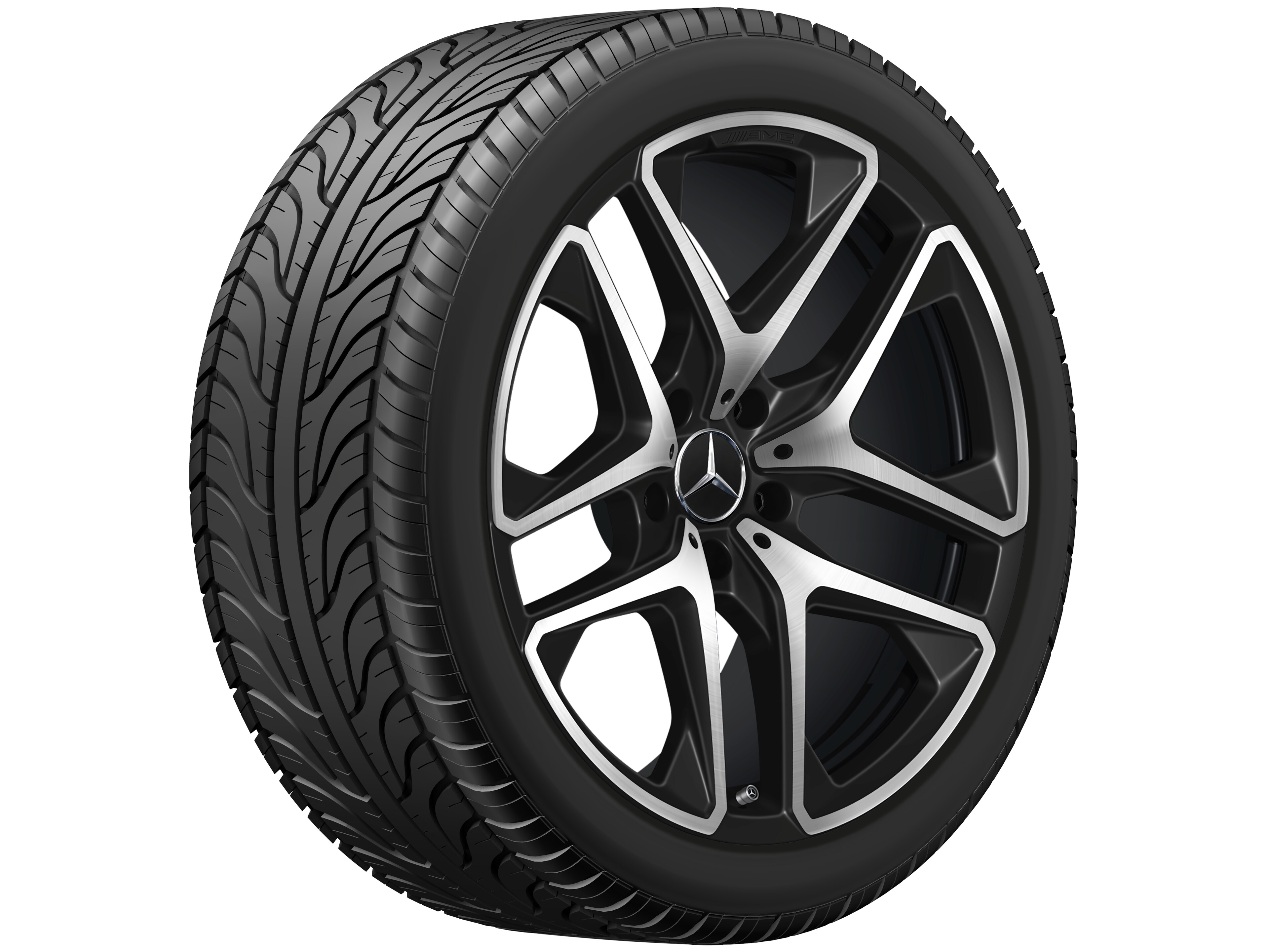 AMG 5-Doppelspeichen-Rad, 53,3 cm (21 Zoll) - 10 J x 21 ET 33, schwarz matt, glanzgedreht