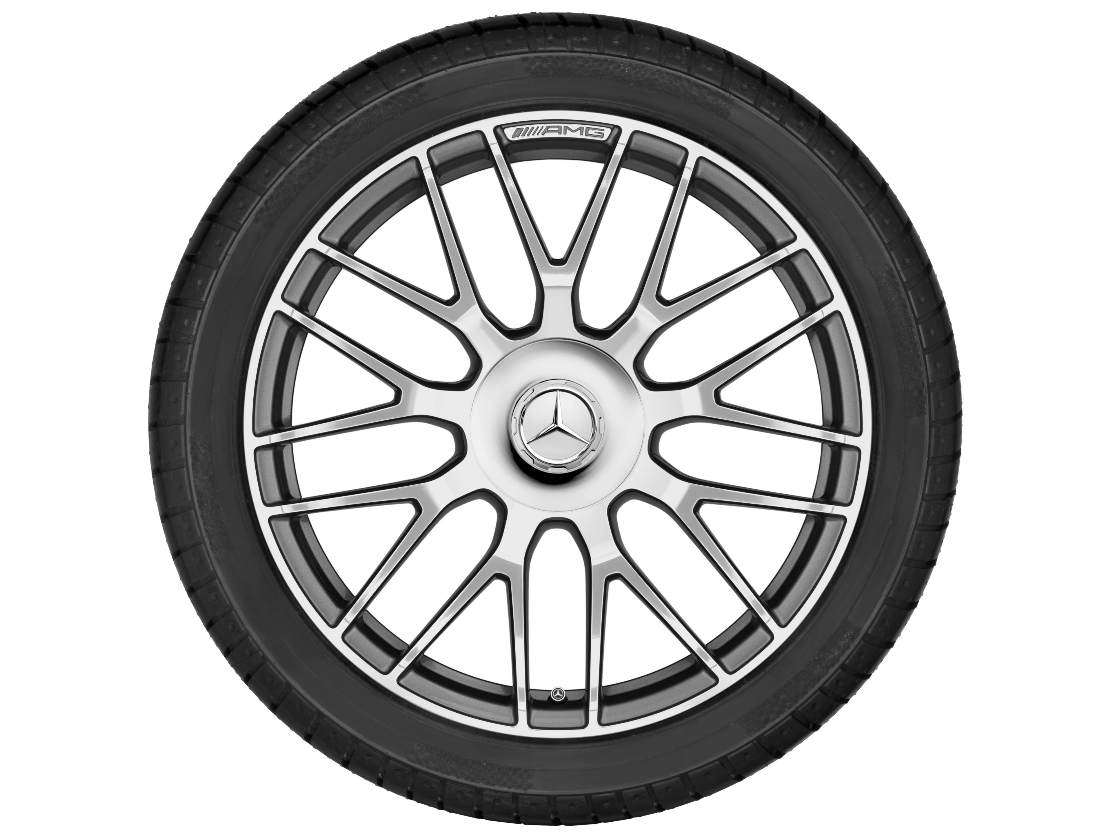 AMG Schmiederad im Kreuzspeichen-Design, 50,8 cm (20 Zoll) - 10,5 J x 20 ET 57, titangrau, glanzgedreht