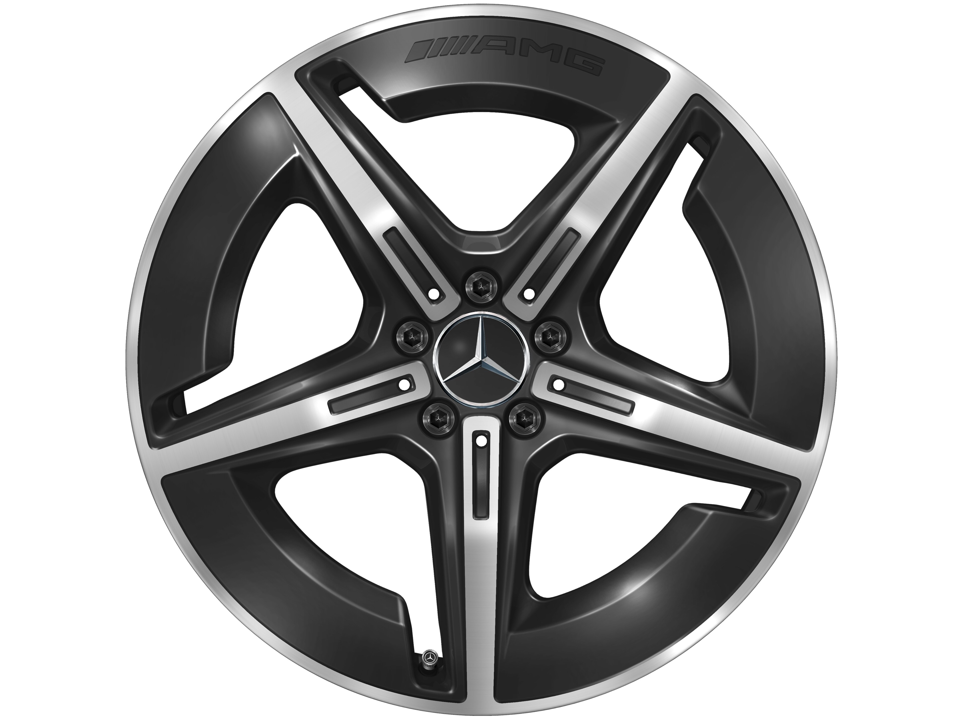AMG Leichtmetallrad, im 5-Speichen-Design, 50,8 cm (20 Zoll), aerodynamisch optimiert - 8 J x 20 ET 32,7, schwarz, glanzgedreht