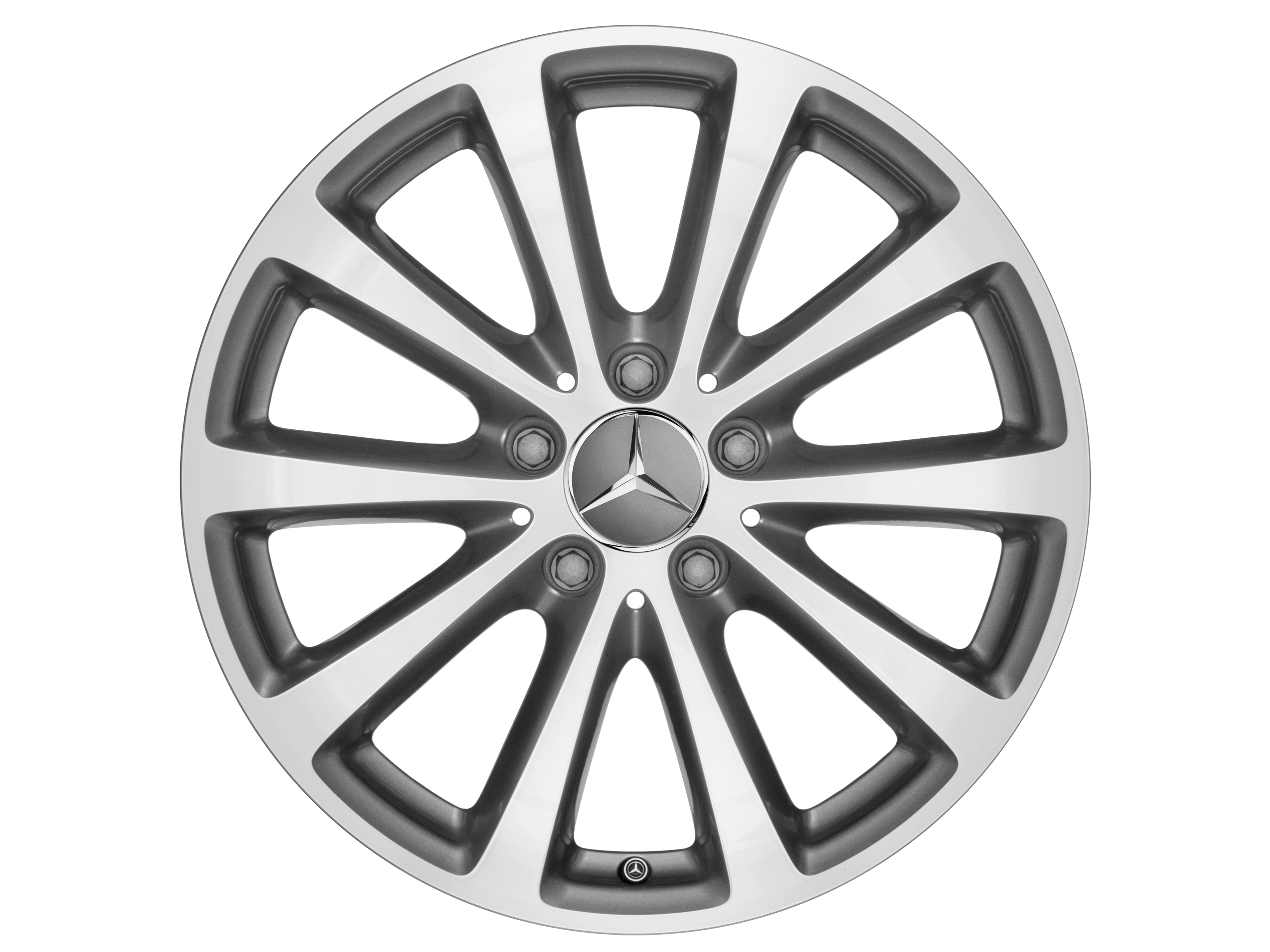 10-Speichen-Rad, 43,2 cm (17 Zoll) - 7,5 J x 17 ET 40, grau Himalaya, glanzgedreht