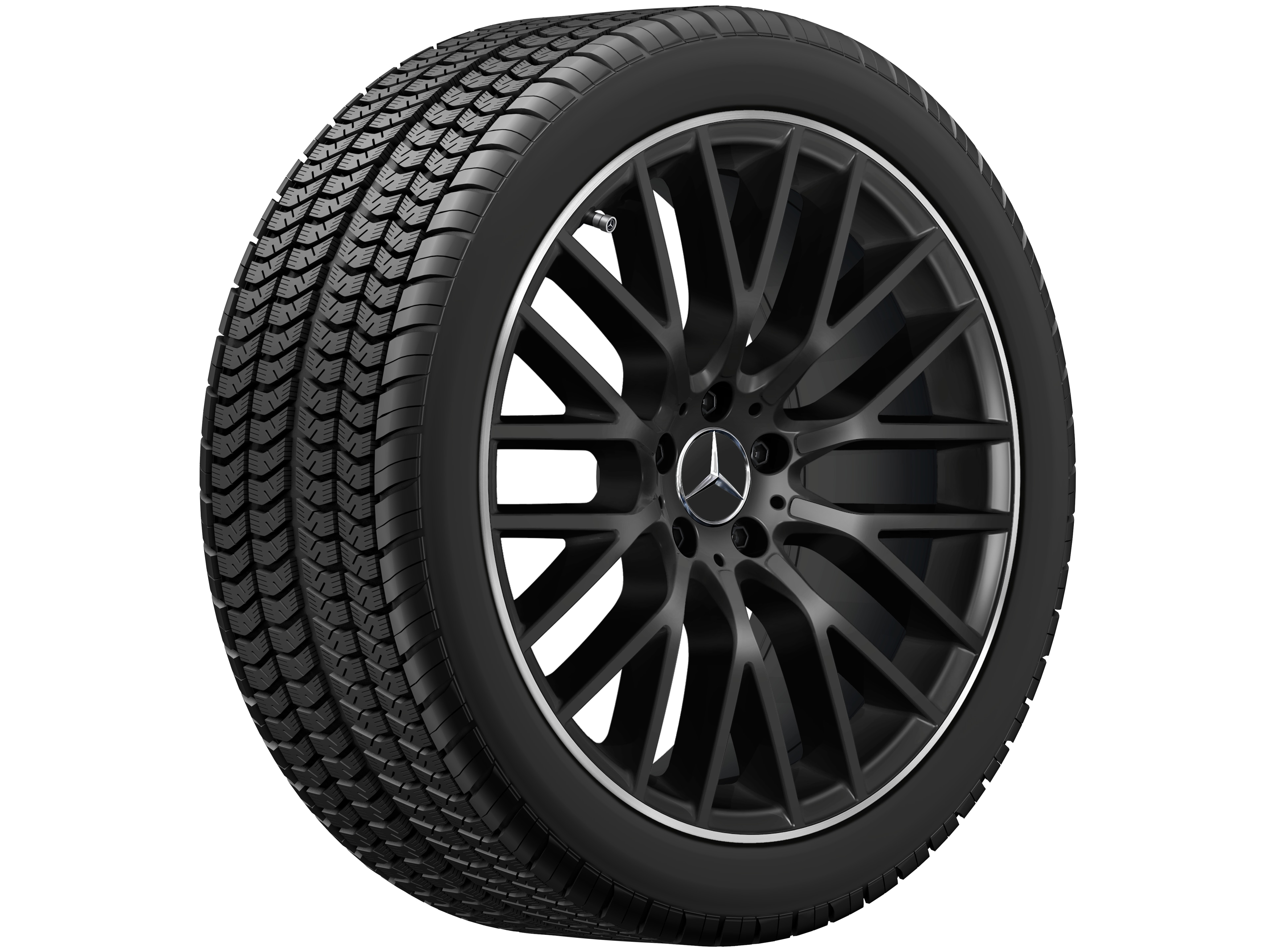 Y-Speichen-Rad, 50,8 cm (20 Zoll), Felgenhorn glanzgedreht - 9 J x 20 ET 34, schwarz matt, glanzgedreht