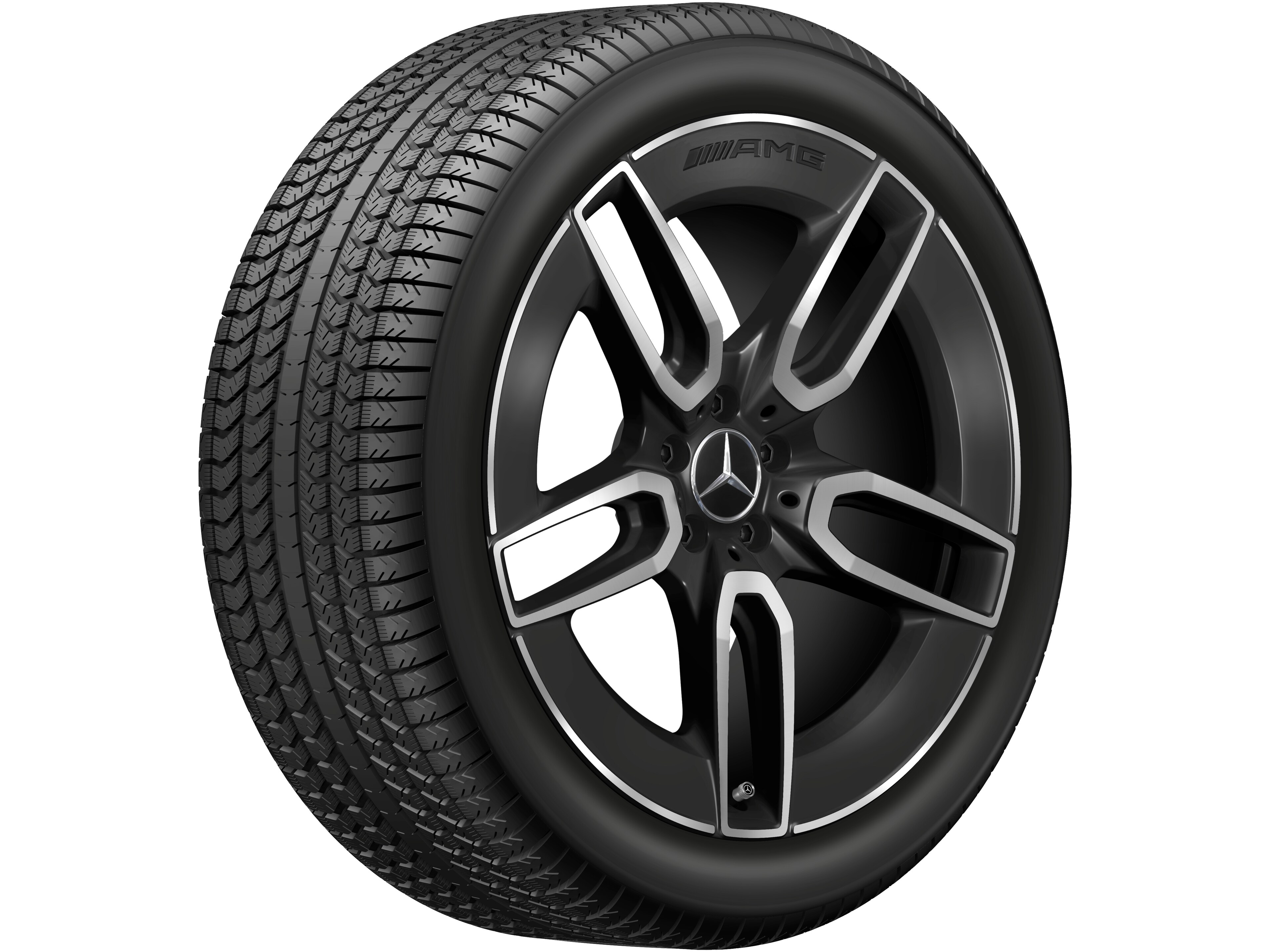 Jante alliage AMG, Design à 5 doubles branches, 53,3 cm (21 pouces) - 11 J x 21 ET 47, noir mat, finition brillante