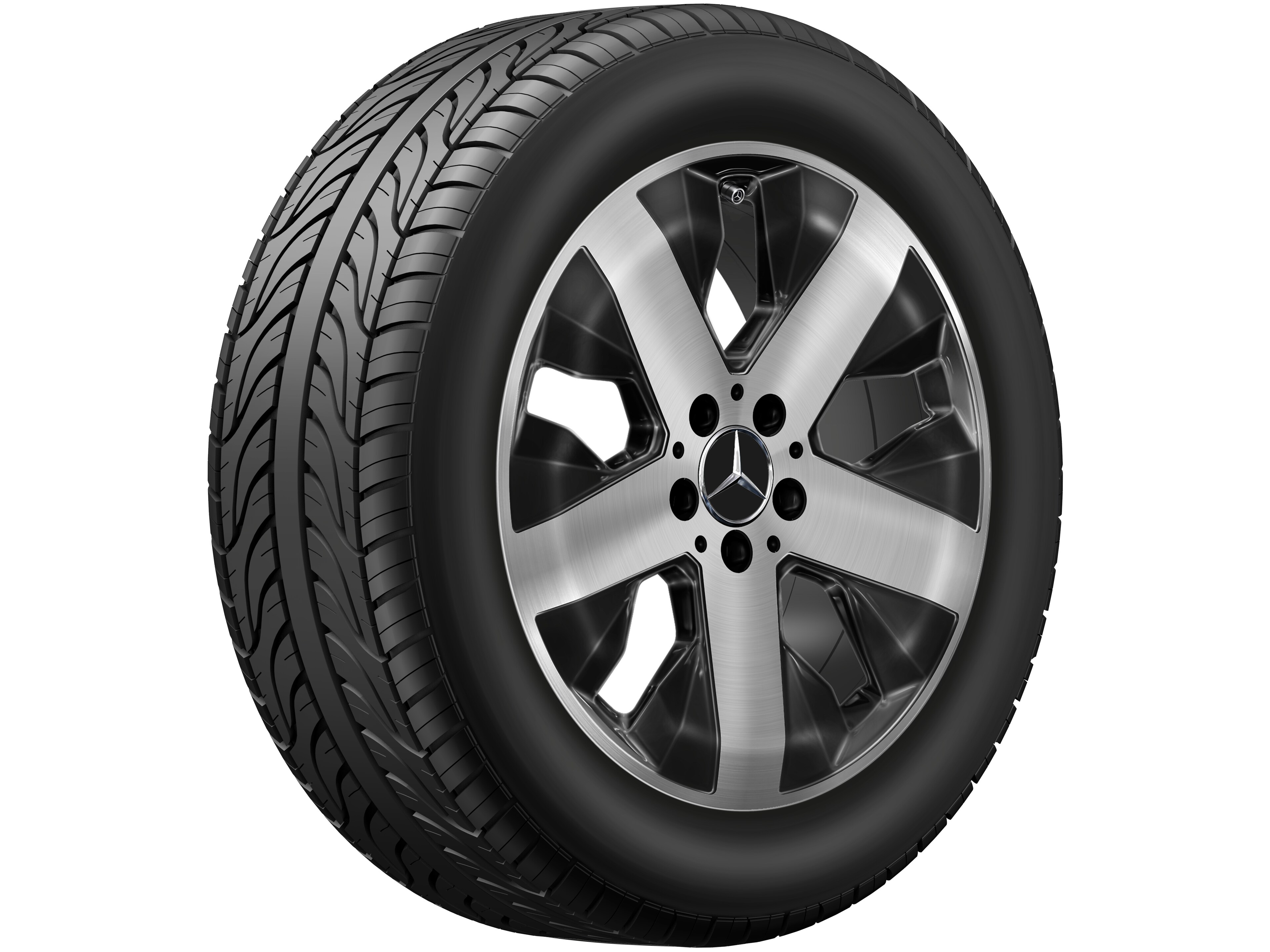 5-Speichen-Rad, 45,7 cm (18 Zoll) - 7,5 J x 18 ET 53, schwarz, glanzgedreht