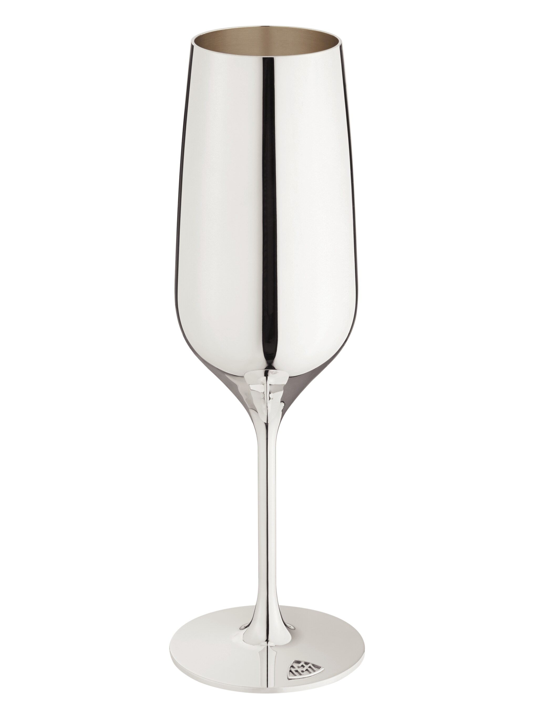 Champagnerkelch, massiv versilbert - sterlingsilber, Messing / Silber