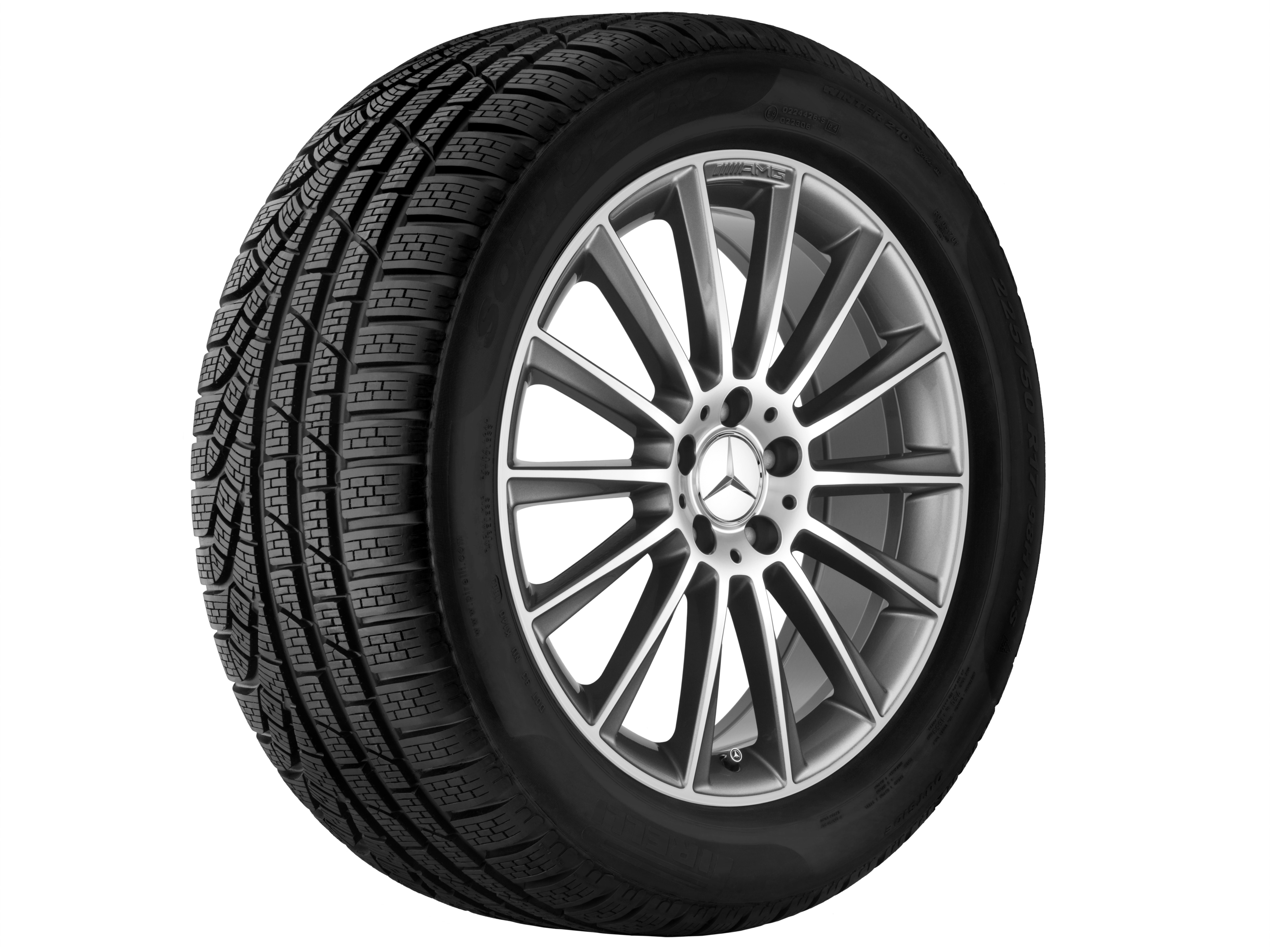 AMG Vielspeichen-Rad, 50,8 cm (20 Zoll), glanzgedreht - 8 J x 20 ET 33, grau Himalaya, glanzgedreht