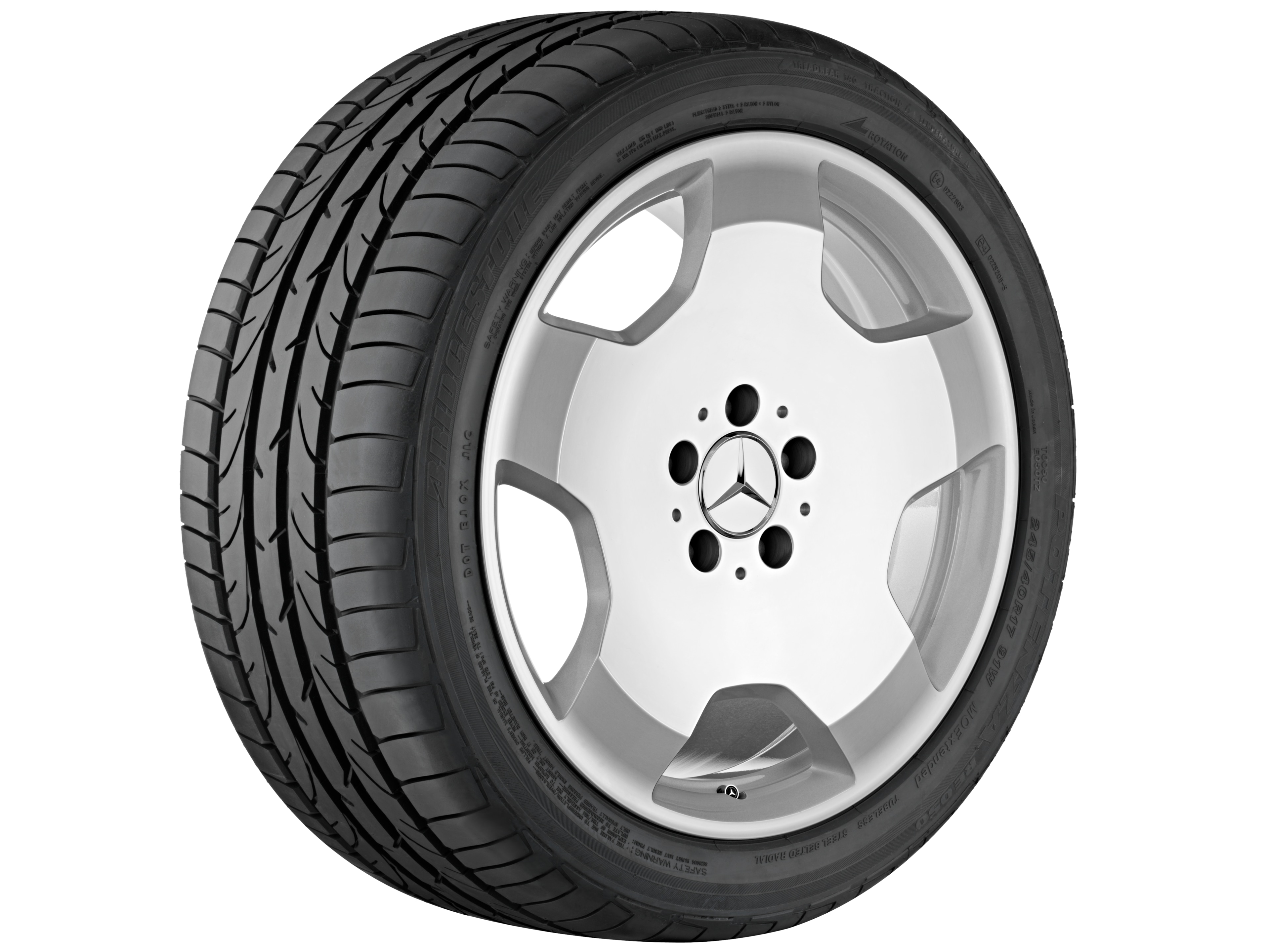 5-Speichen-Rad, 45,7 cm (18 Zoll) - 9,5 J x 18 ET 43, sterlingsilber, hochglanzpoliert