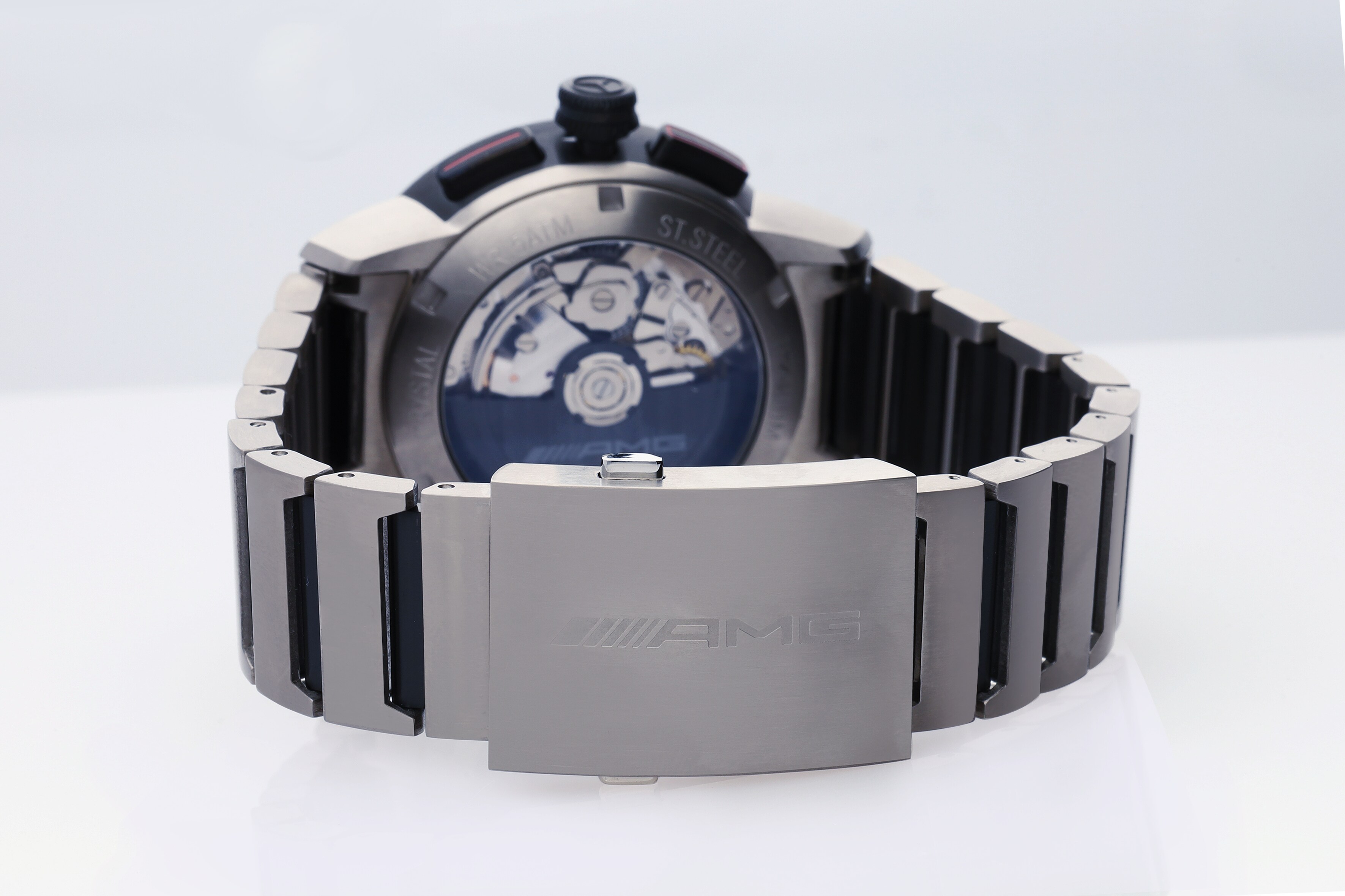 AMG Chronograph Automatik, Herren, Business - schwarz / anthrazit / rot, Edelstahl / Titan